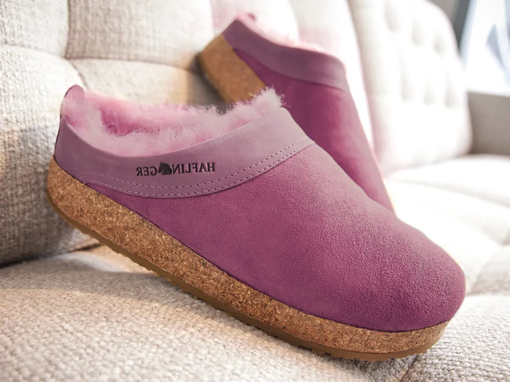 Kids Play Star Shine Haflinger Clogs Sheepskin Snowbird Burgundy
