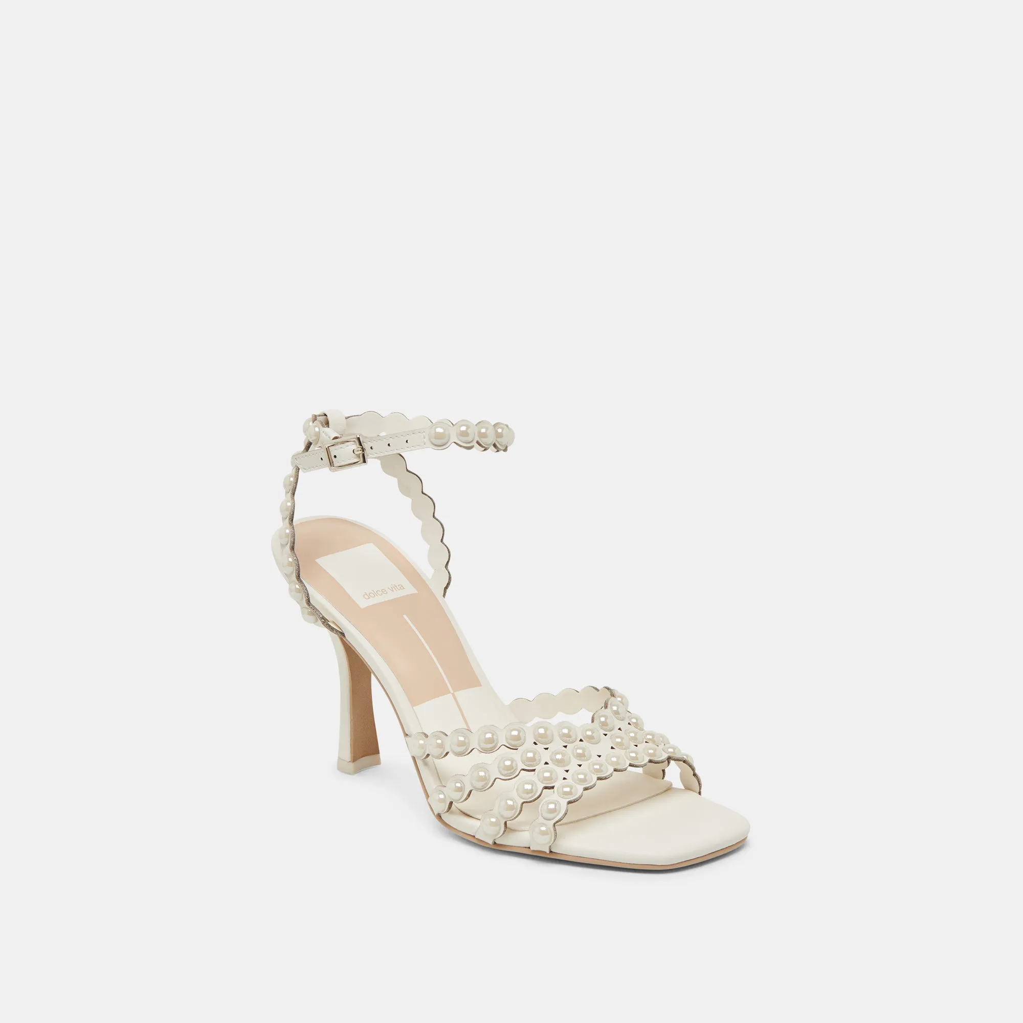 Casual Pumps HELLEN PEARL HEELS WHITE LEATHER