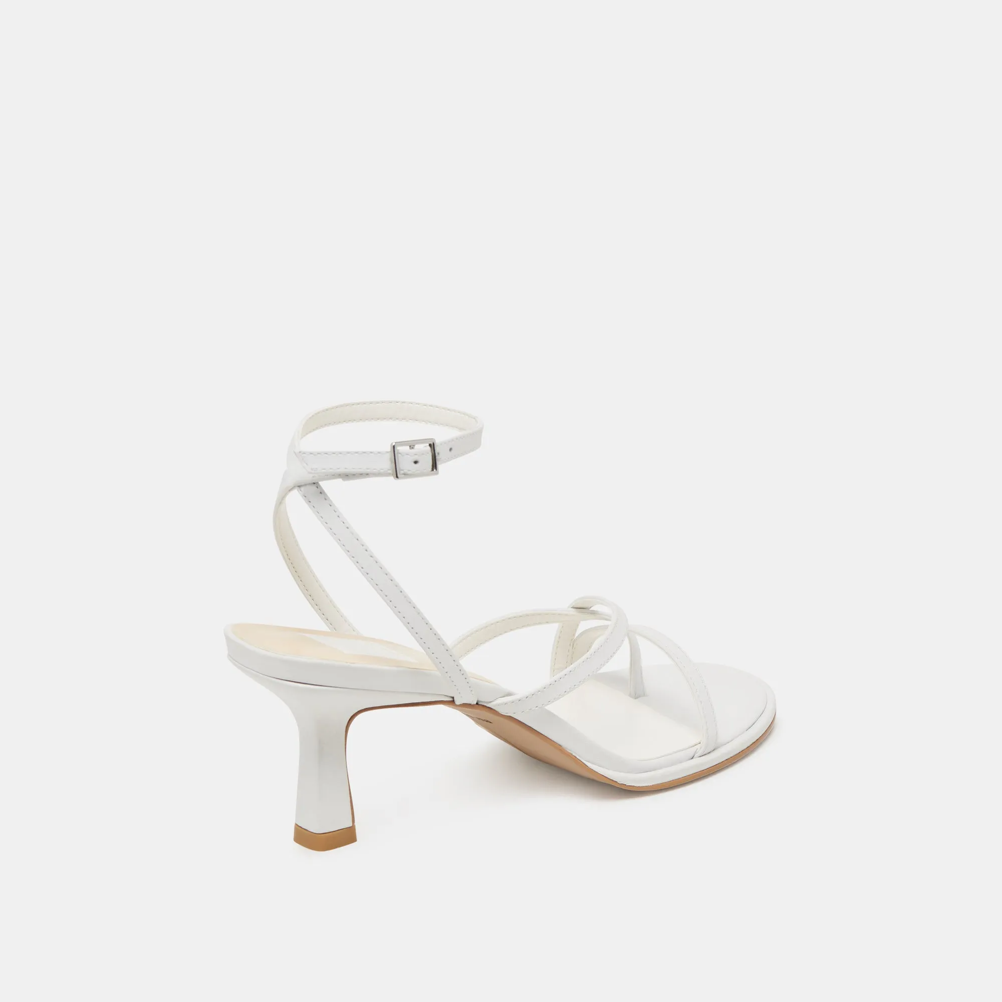 Minimalist Heels Open Toe Wedges MORAH HEELS TRUE WHITE LEATHER