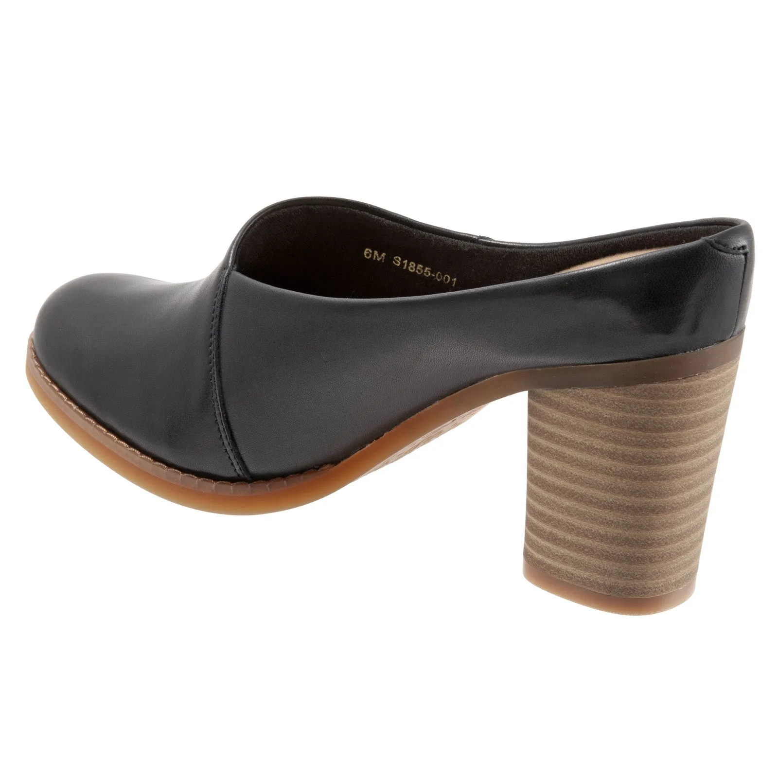 Softwalk Keya S1855-001 Womens Black Narrow Leather Mules Heels Shoes Bridal Wedding Heels