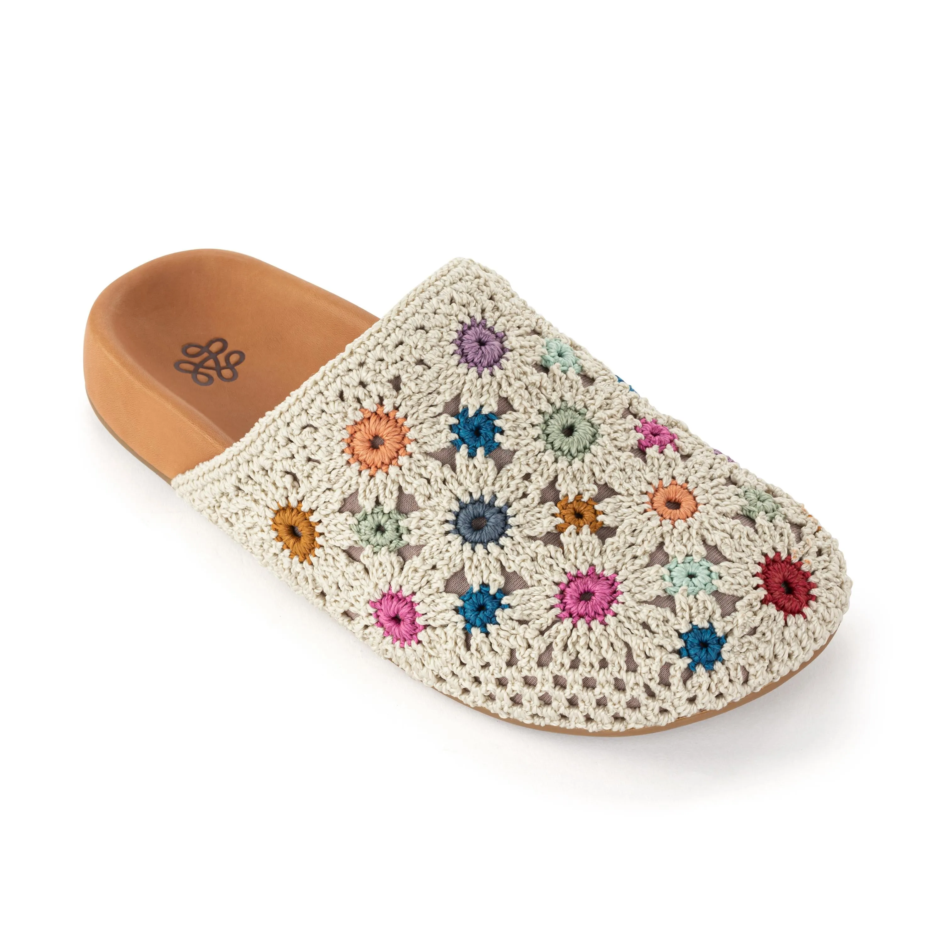 Bolinas Clog - Hand Crochet - Natural Multi Flowers Scandi Clean Meadow Glow