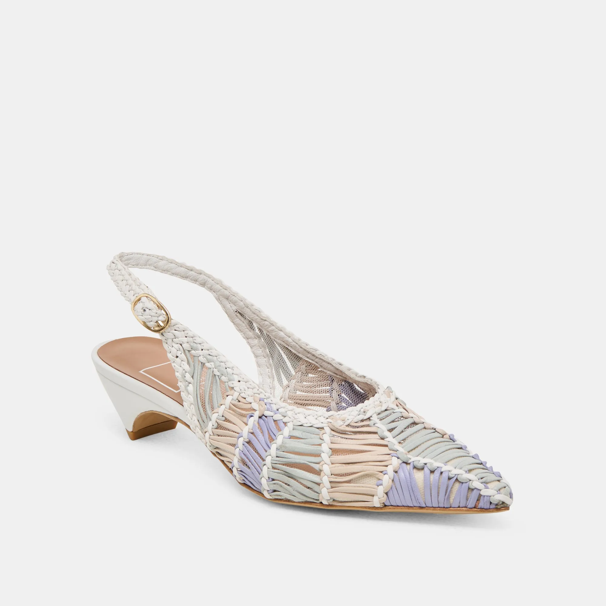 Breathable mesh platform sandals DAFNEY HEELS WHITE MULTI WOVEN LEATHER