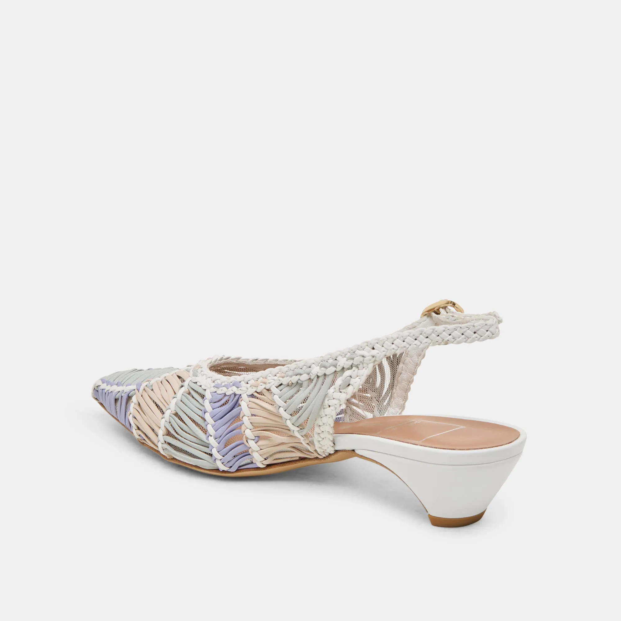 Boho Style Heels Outdoor DAFNEY HEELS WHITE MULTI WOVEN LEATHER