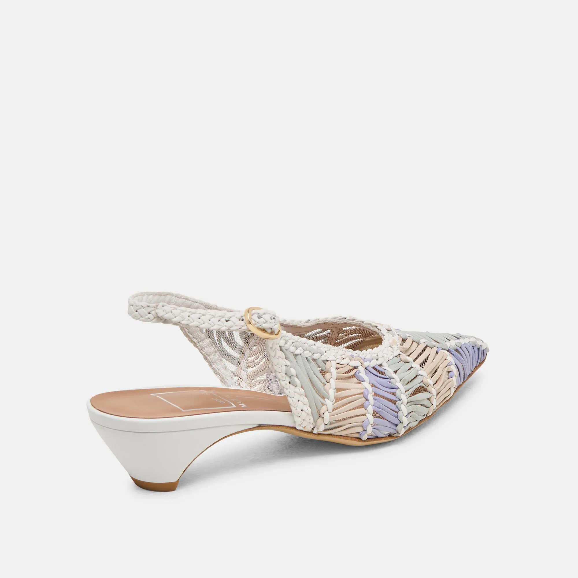 DAFNEY HEELS WHITE MULTI WOVEN LEATHER Slip-Resistant Heels Reinforced toe