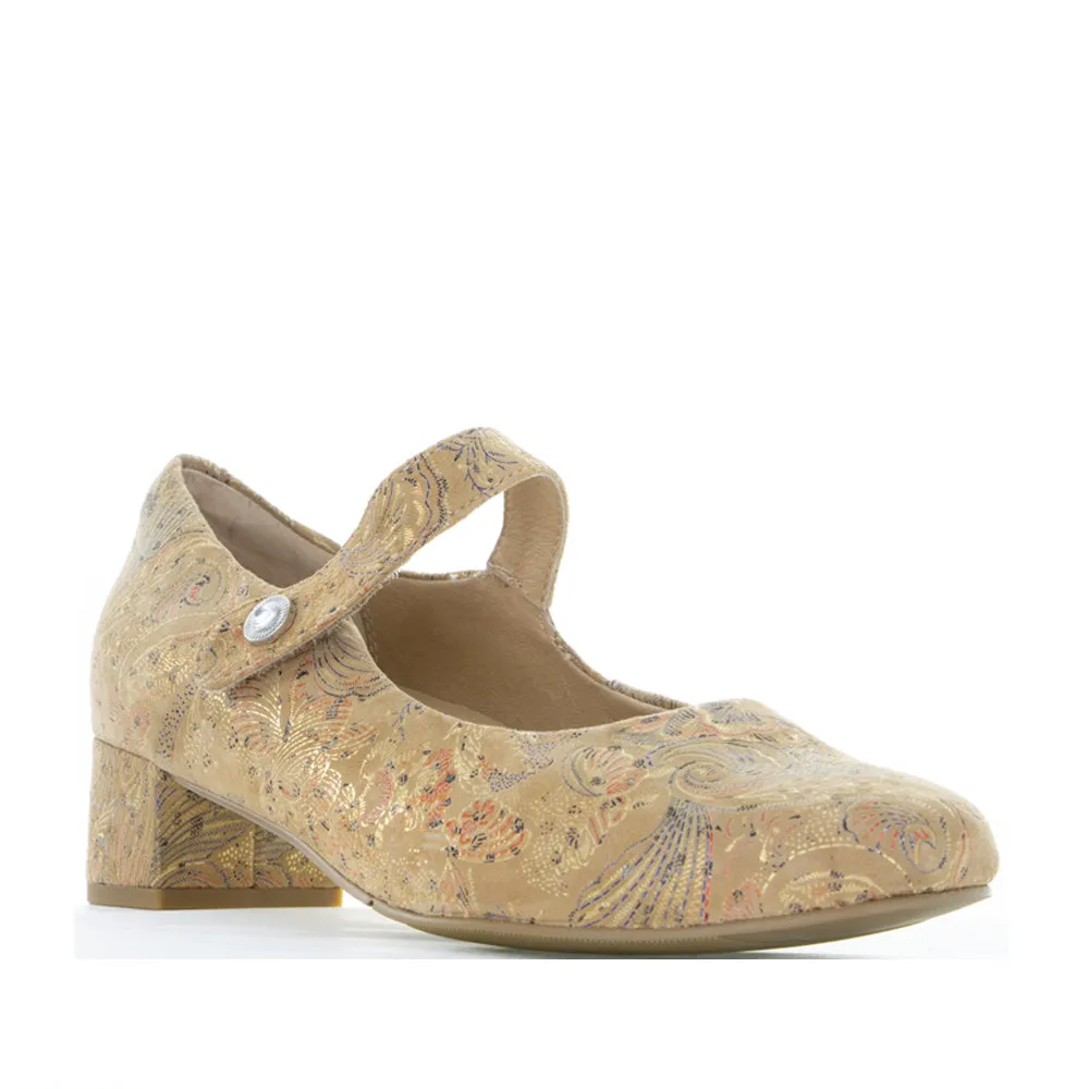 ZIERA KITTY TAUPE ROYAL PRINT Holiday Party Footwear Quality