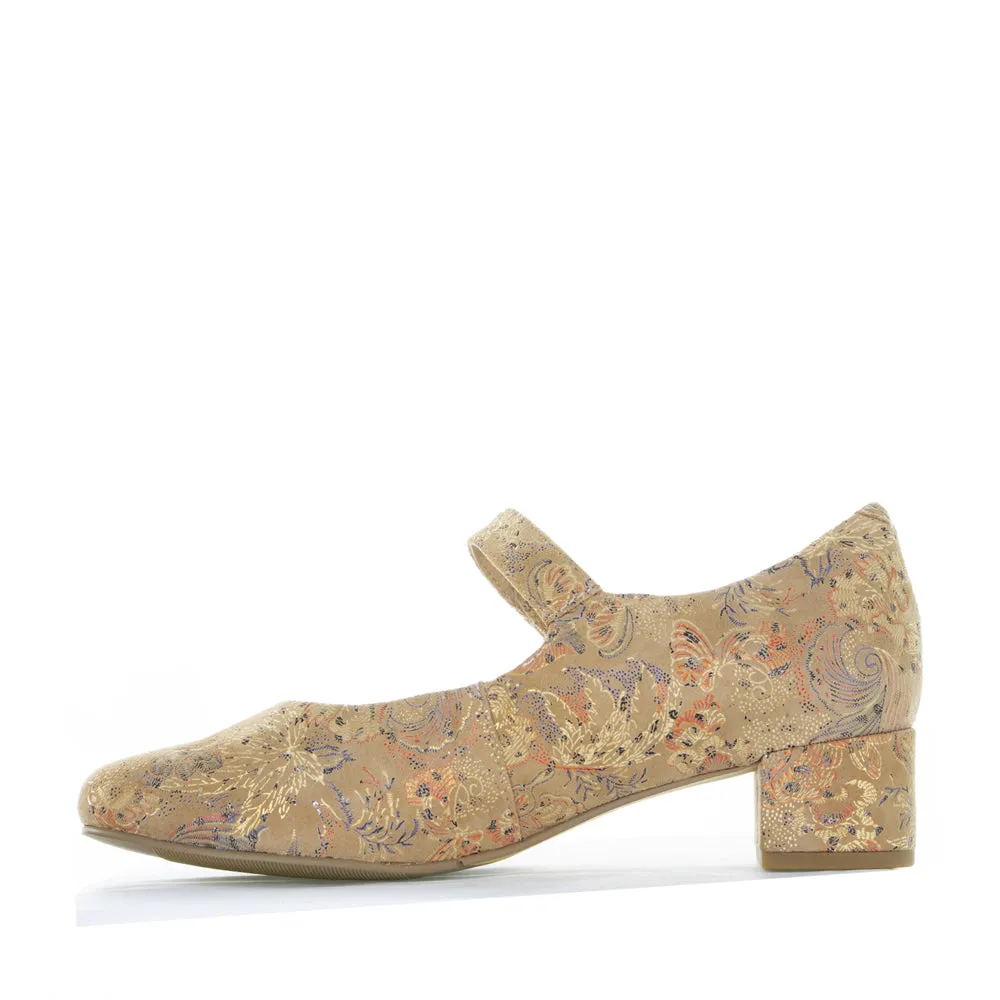 Fashion Stiletto Sandals Minimal Heels ZIERA KITTY TAUPE ROYAL PRINT