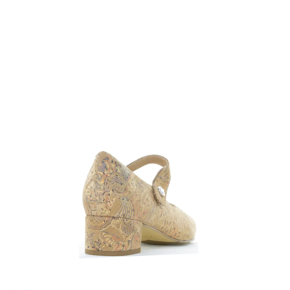 ZIERA KITTY TAUPE ROYAL PRINT Bold Wedding Heels