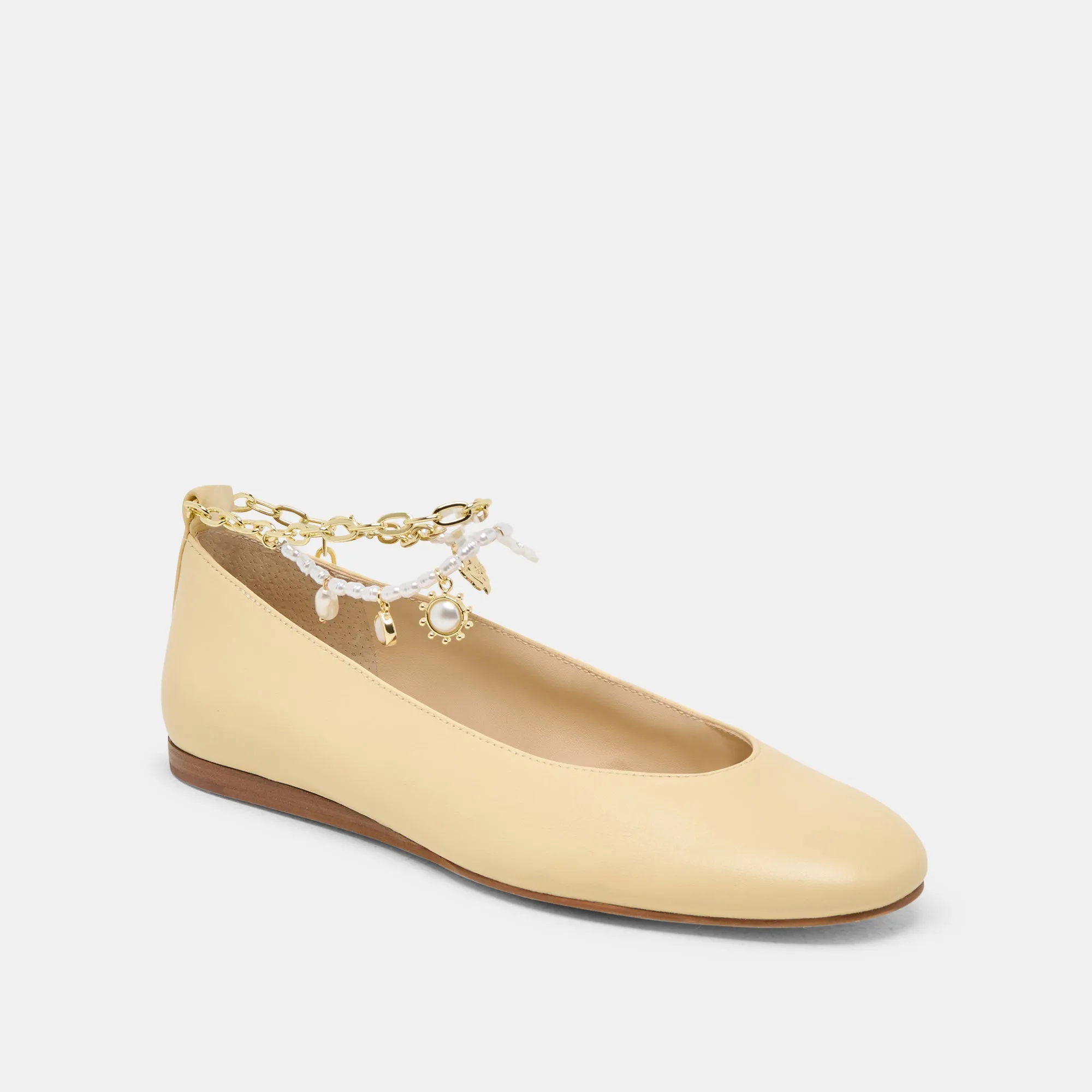 Street Glow Slip Guard BAIDEN BALLET FLATS WARM NATURAL LEATHER