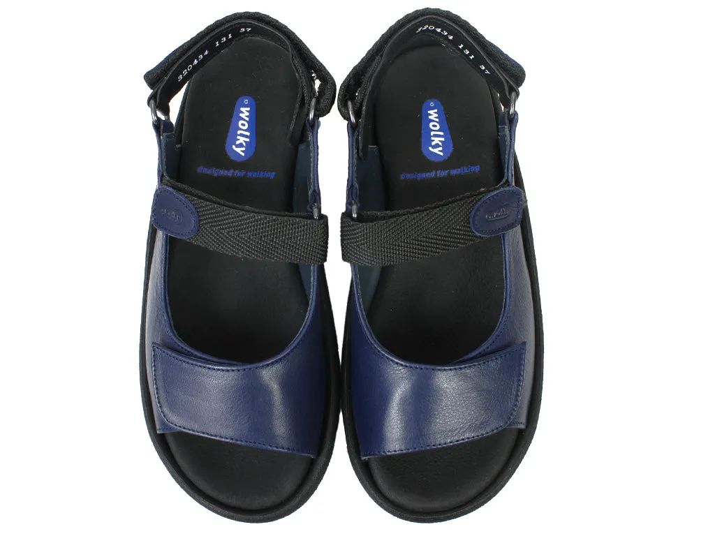 Wolky Sandals Jewel Navy Blue City Wear Clean Lines