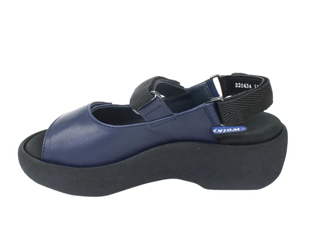 Wolky Sandals Jewel Navy Blue Car Ride