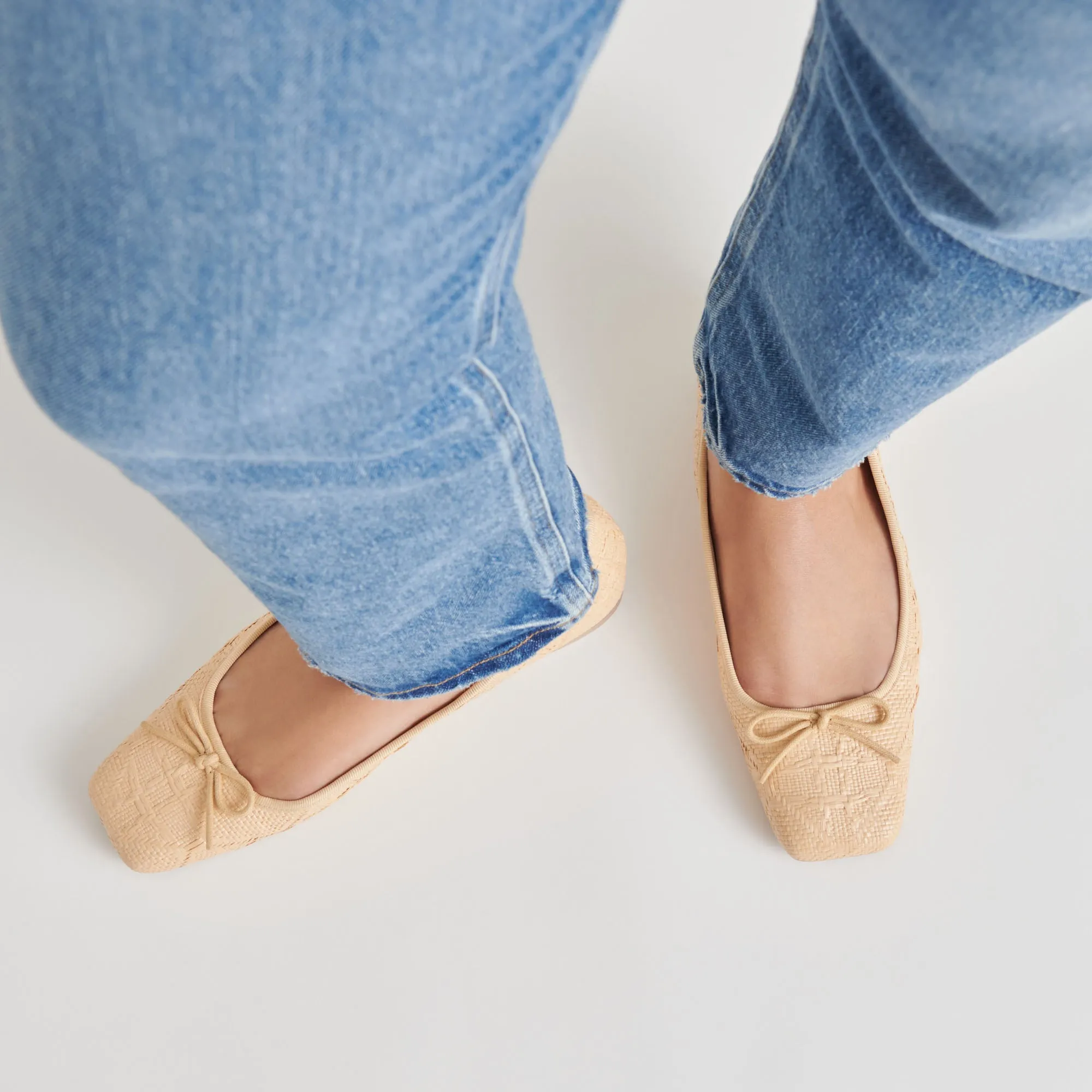Arch Support Shoes Easy Walk ANISA BALLET FLATS LT NATURAL WOVEN RAFFIA