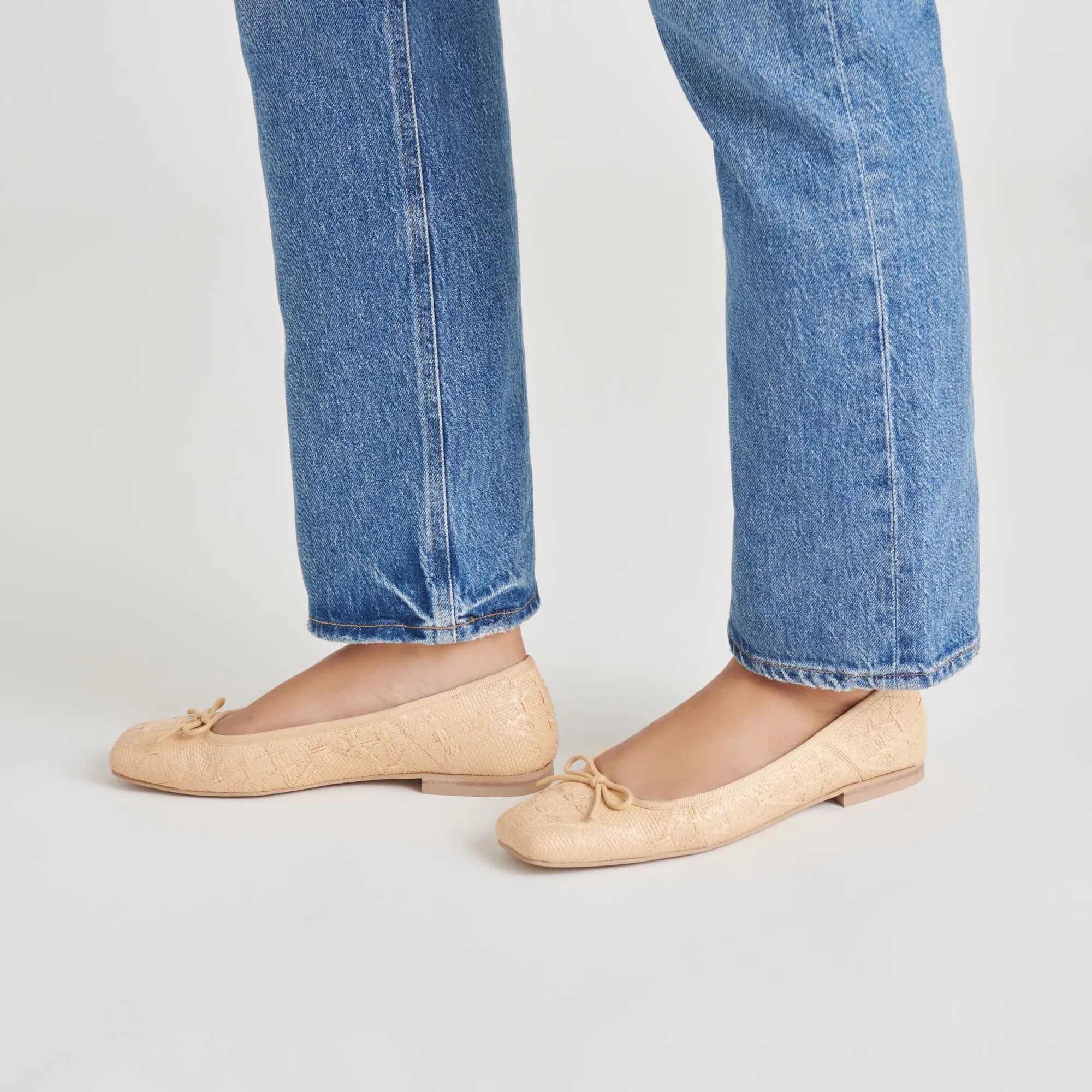 ANISA BALLET FLATS LT NATURAL WOVEN RAFFIA Multi Use Stylish Basic Footwear