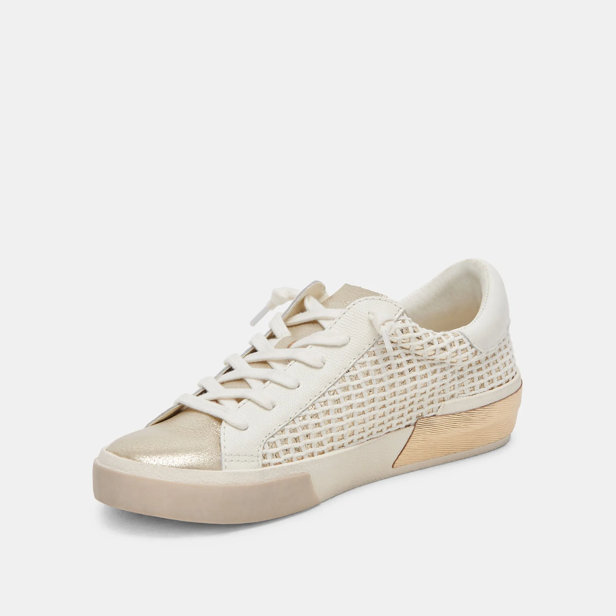 Classy Touch Chic Wear ZINA SNEAKERS BONE GOLD WOVEN