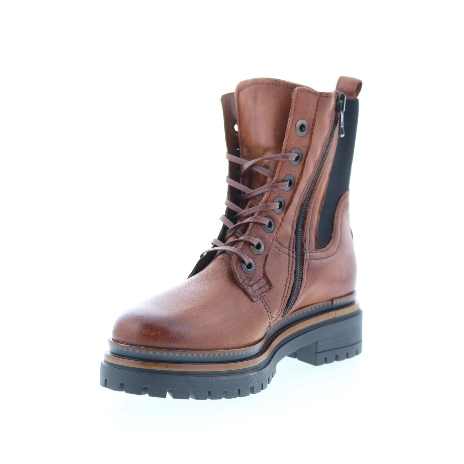 Miz Mooz Davie Womens Brown Leather Lace Up Casual Dress Boots Removable