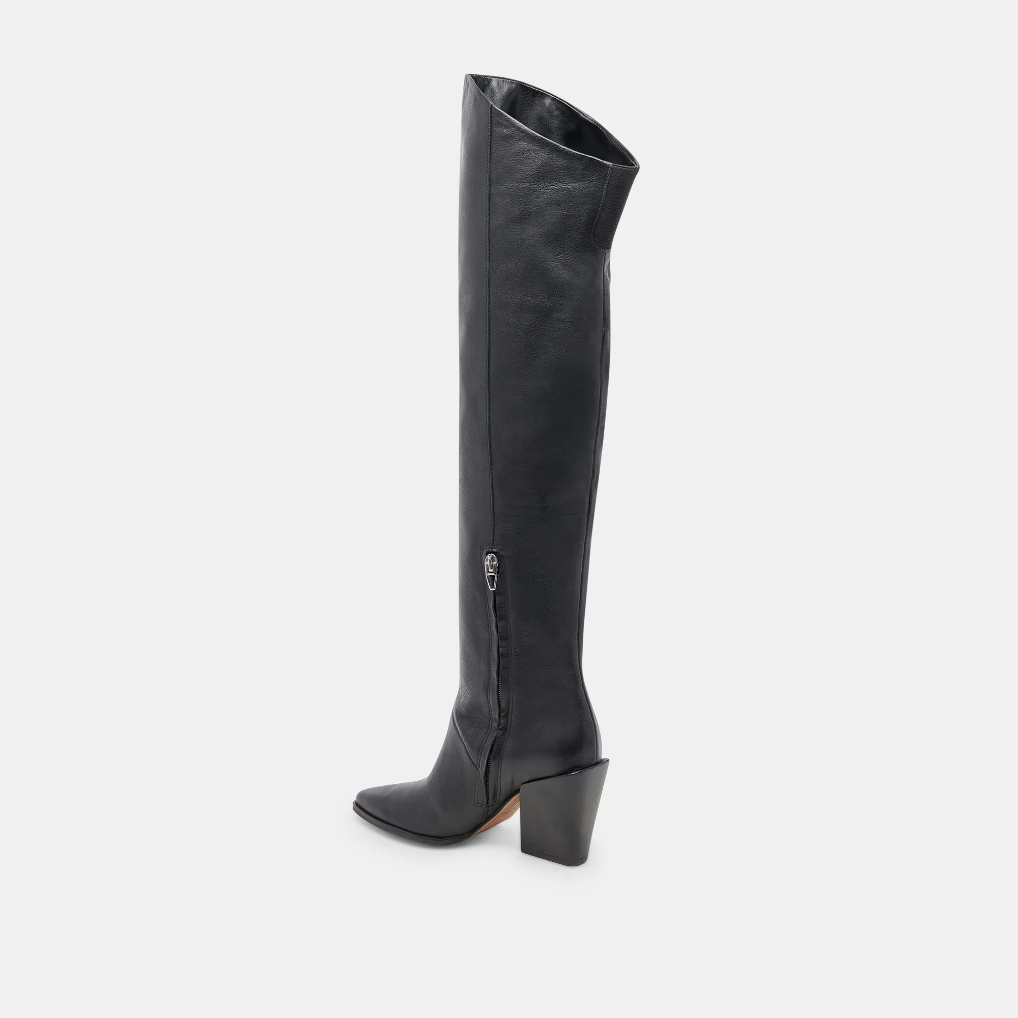 comfortable socks Soft Support LUPIN WIDE CALF BOOTS BLACK LEATHER