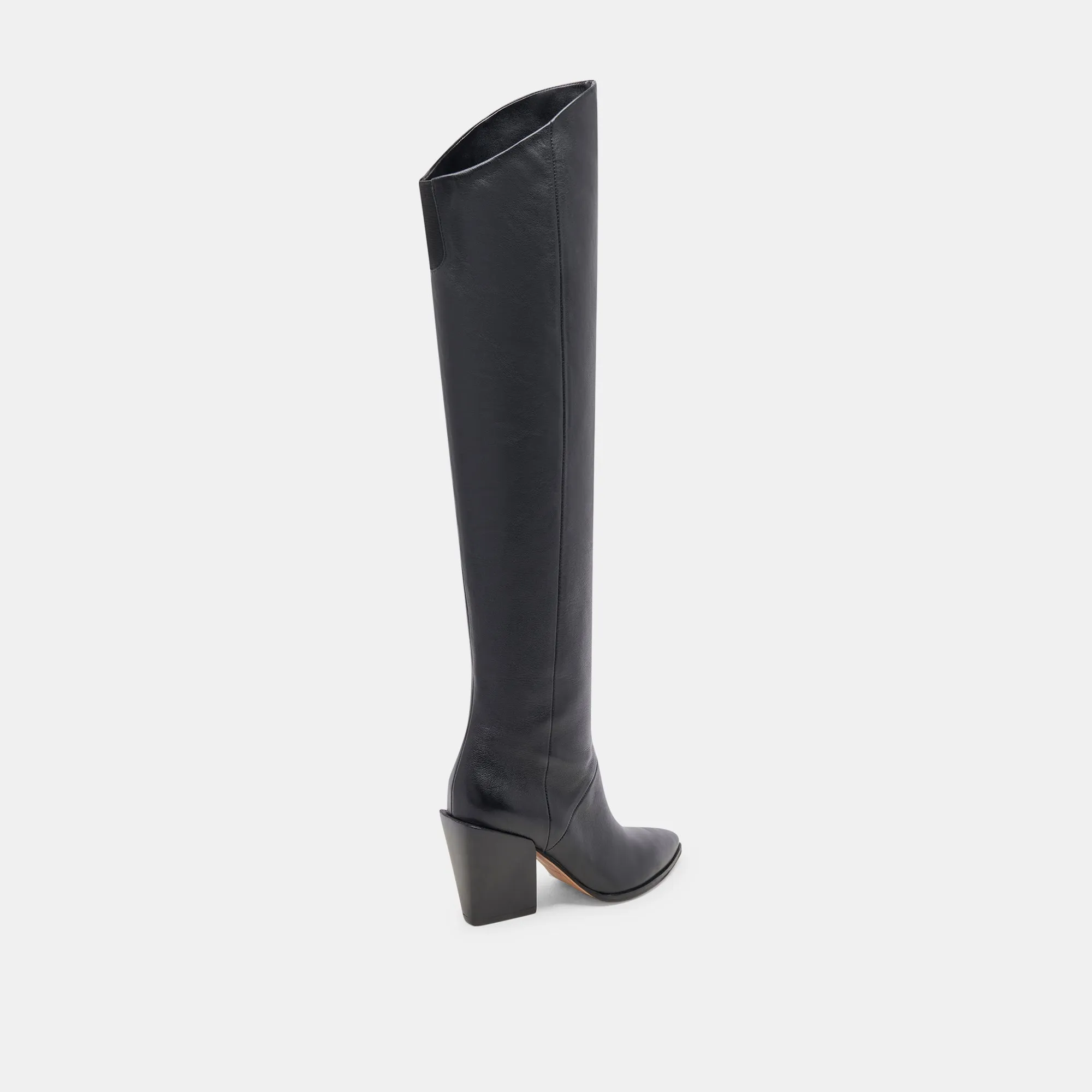 LUPIN WIDE CALF BOOTS BLACK LEATHER Protective Lining