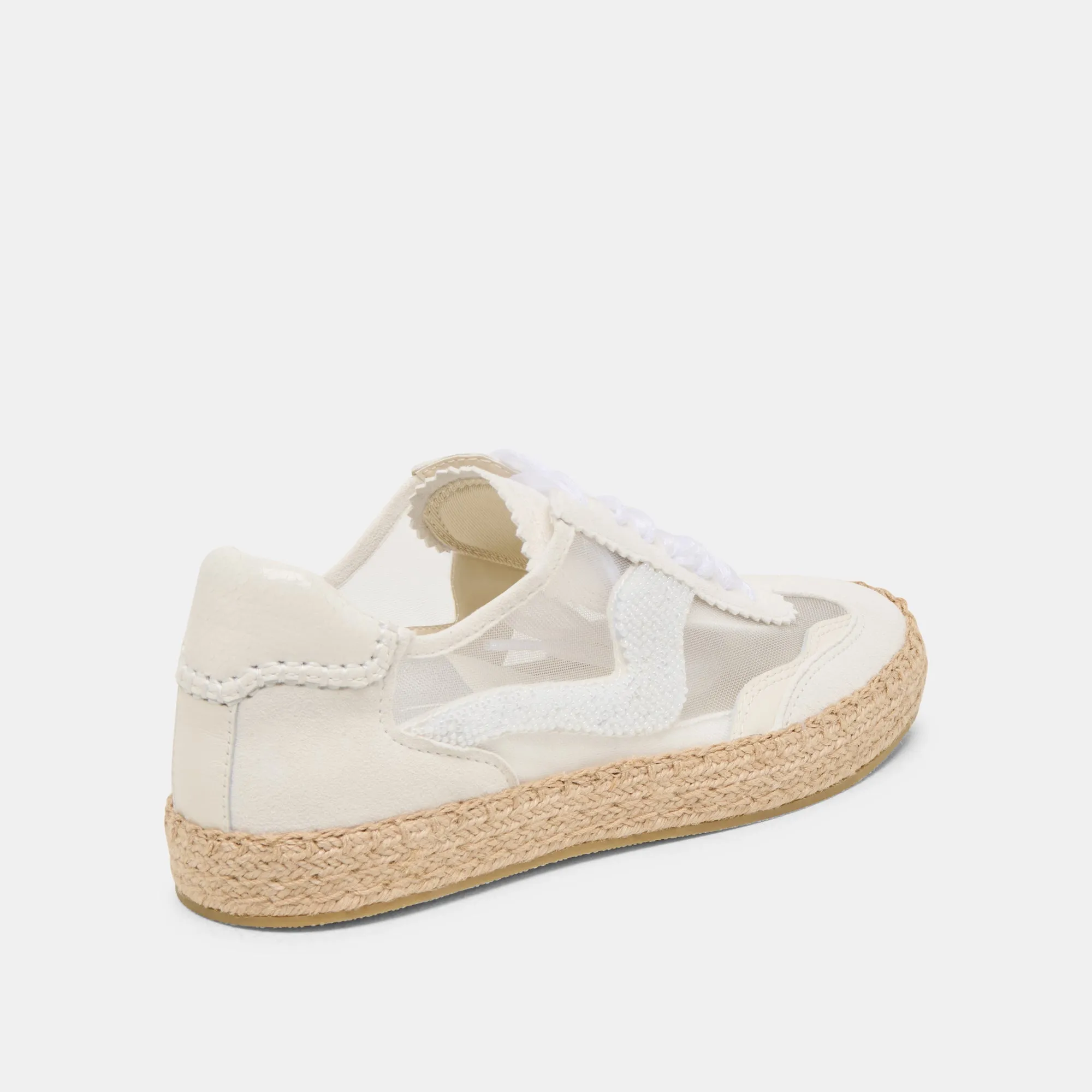 NOTICE ESPADRILLE BEAD SNEAKERS WHITE MESH Luxe Touch