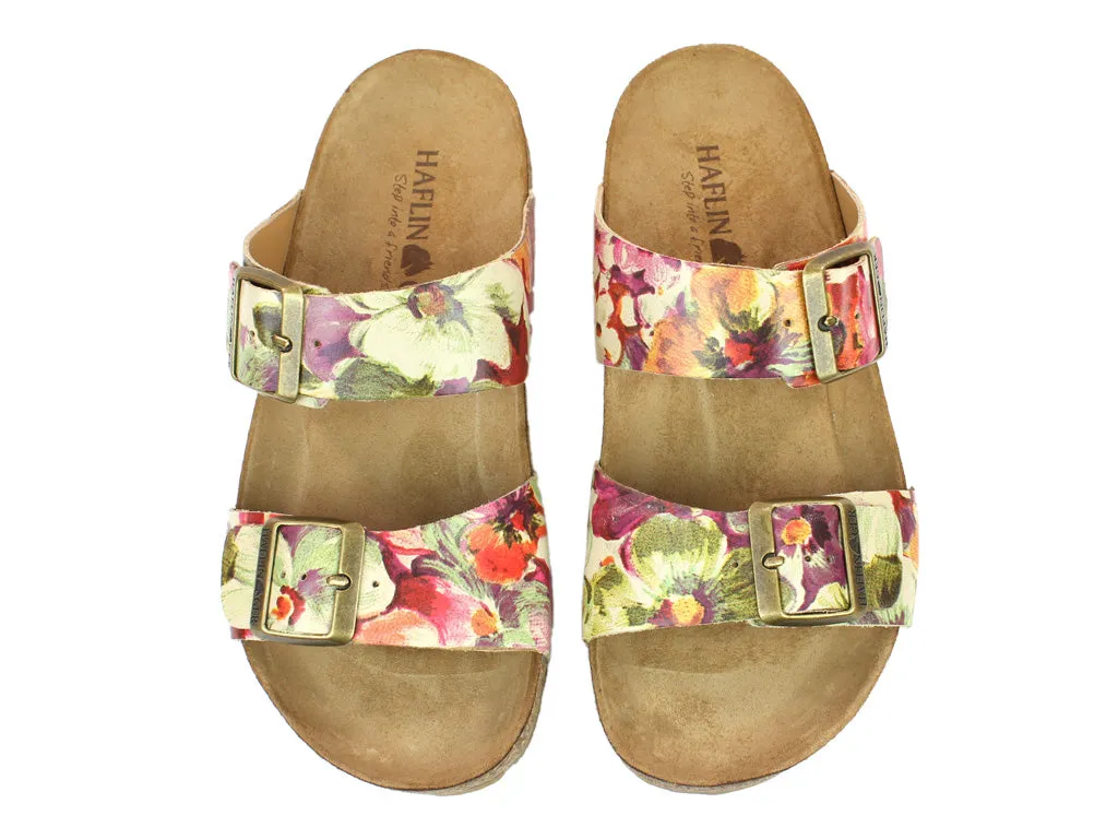 Trendy Casual Footwear Haflinger Sandals Andrea Beige Flowers