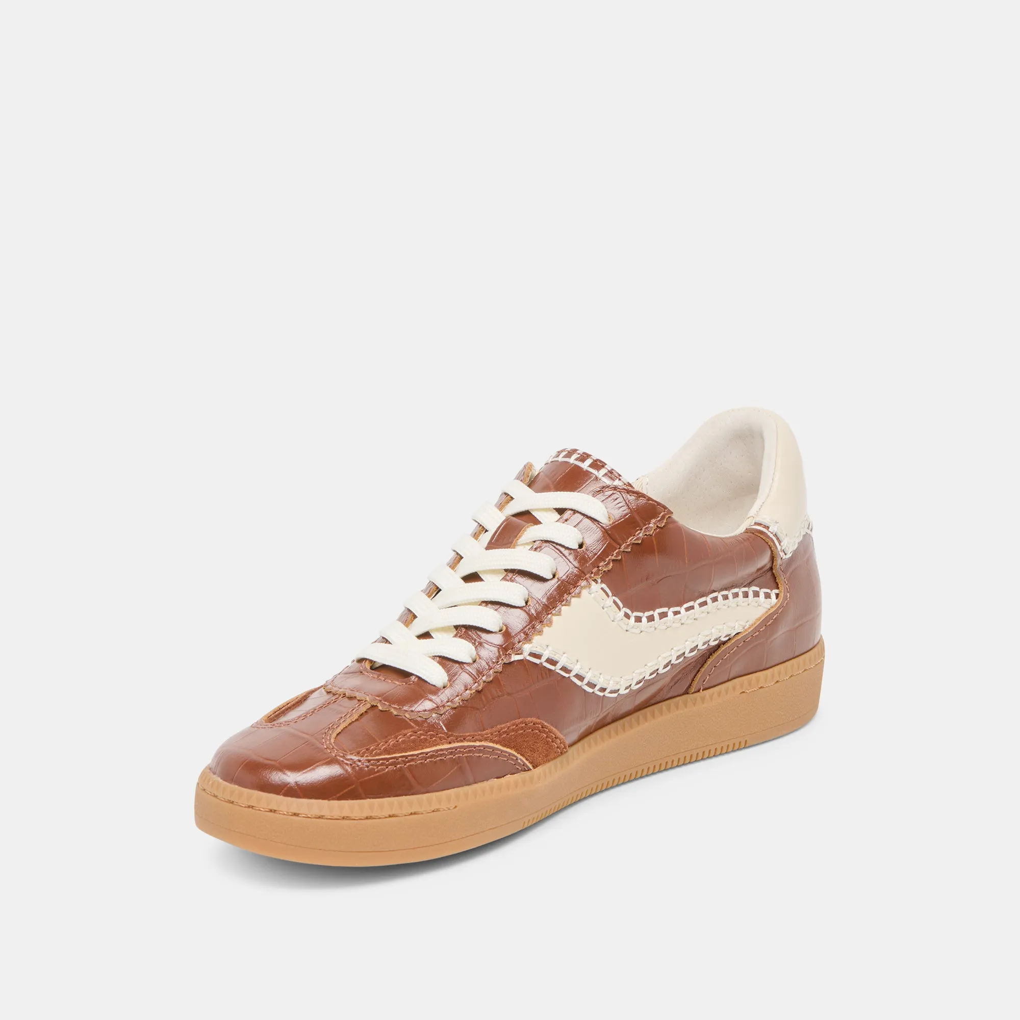 NOTICE STITCH  SNEAKERS COGNAC CROCO EMBOSSED LEATHER Fresh Look Elite Design