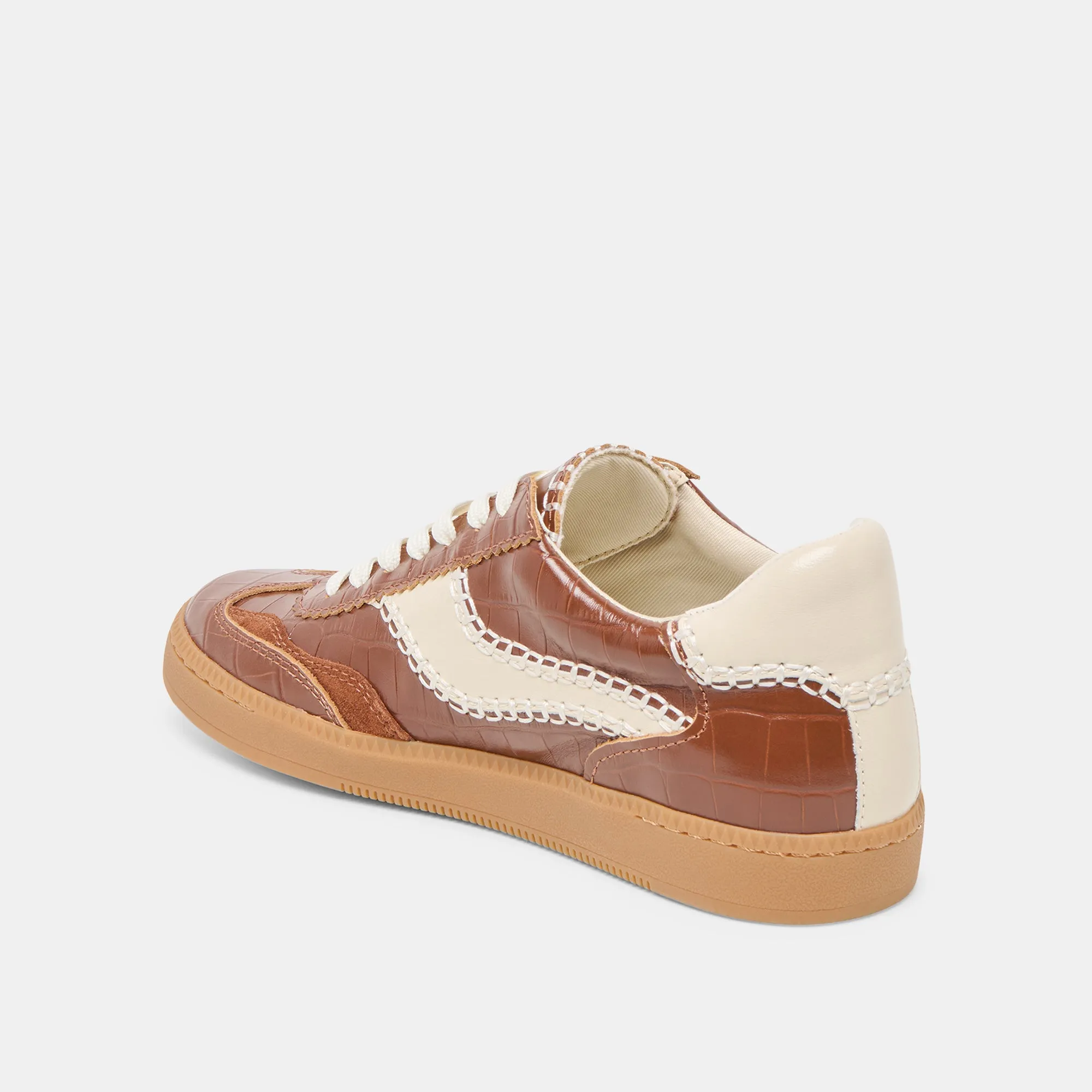 Walk Ready NOTICE STITCH  SNEAKERS COGNAC CROCO EMBOSSED LEATHER