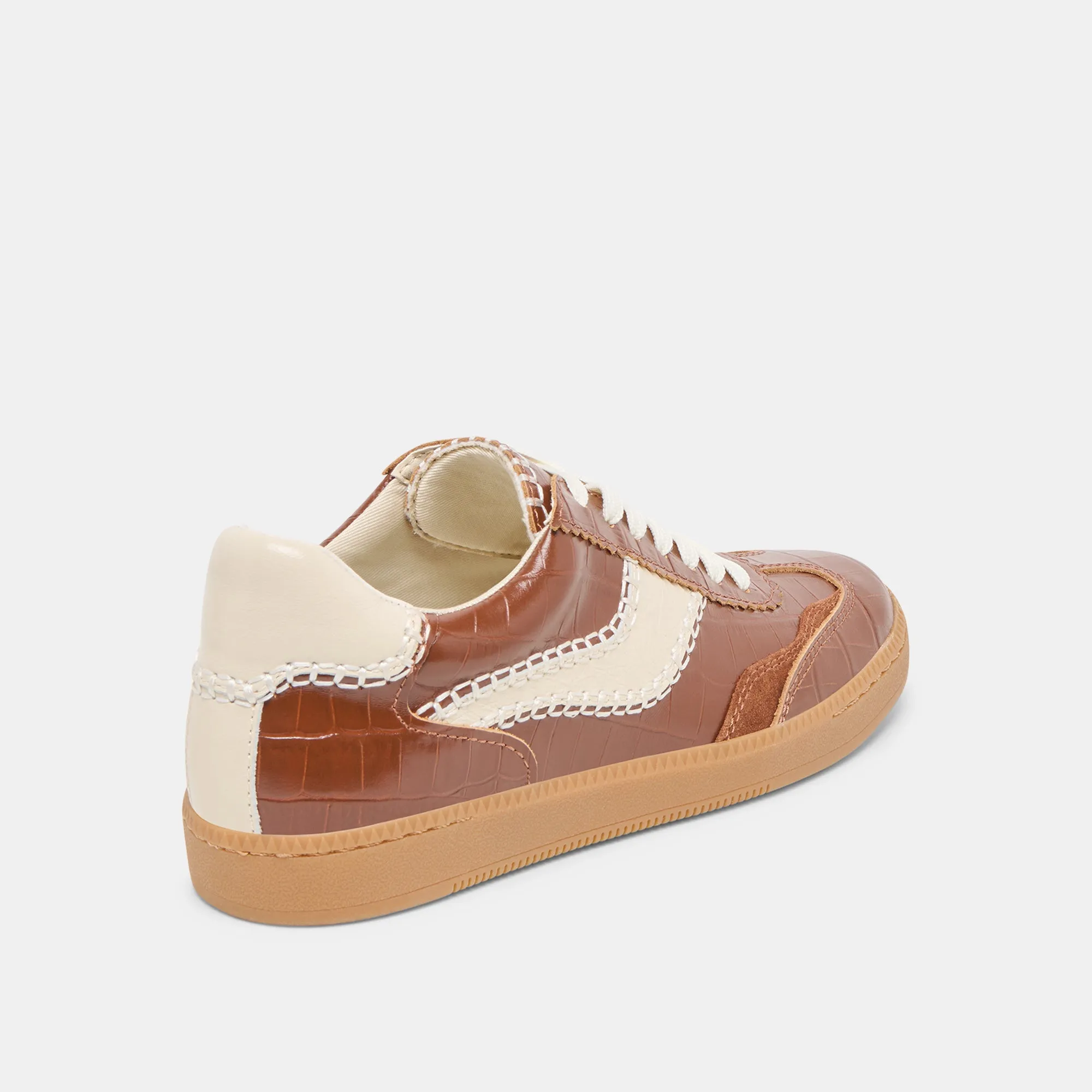 Bold materials Easy Steps NOTICE STITCH  SNEAKERS COGNAC CROCO EMBOSSED LEATHER