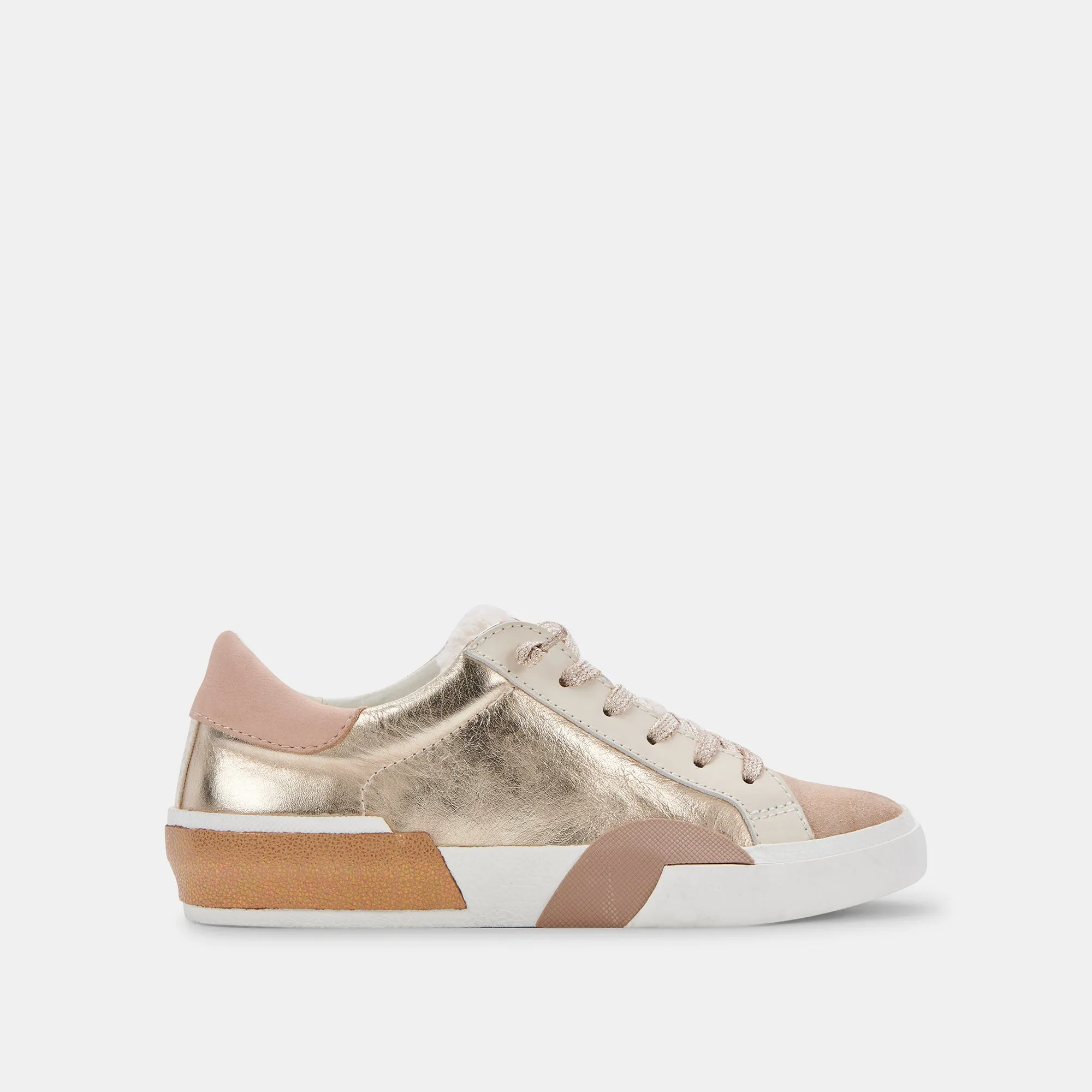 ZINA PLUSH SNEAKERS GOLD LEATHER Soft Lining Superior ease
