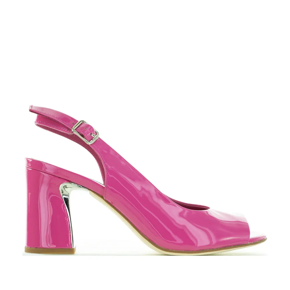 Chic Sandals for Day Soft Memory Foam Heels DJANGO & JULIETTE KIANNA HOT PINK PAT