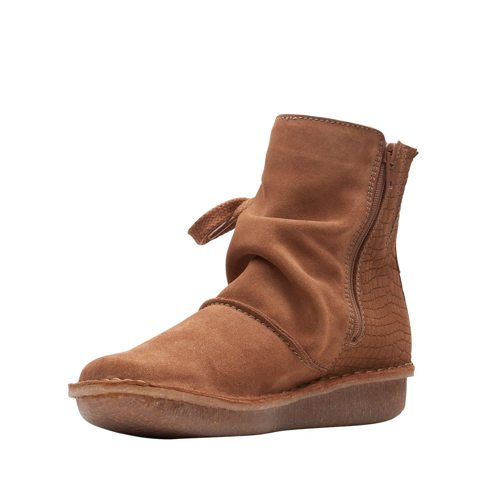 Winter Fashion Clarks Funny Oak 26168547 Womens Brown Suede Zipper Casual Dress Boots