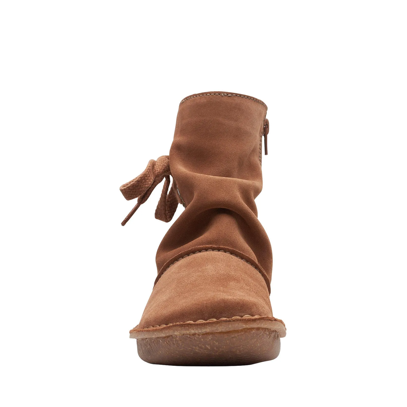 Clarks Funny Oak 26168547 Womens Brown Suede Zipper Casual Dress Boots Lace-Up Style