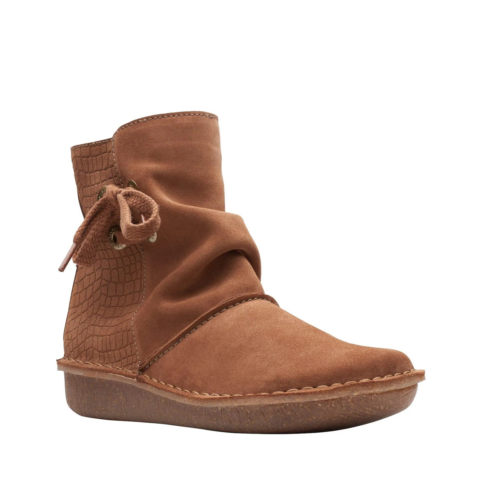 Clarks Funny Oak 26168547 Womens Brown Suede Zipper Casual Dress Boots Adventurous Spirit