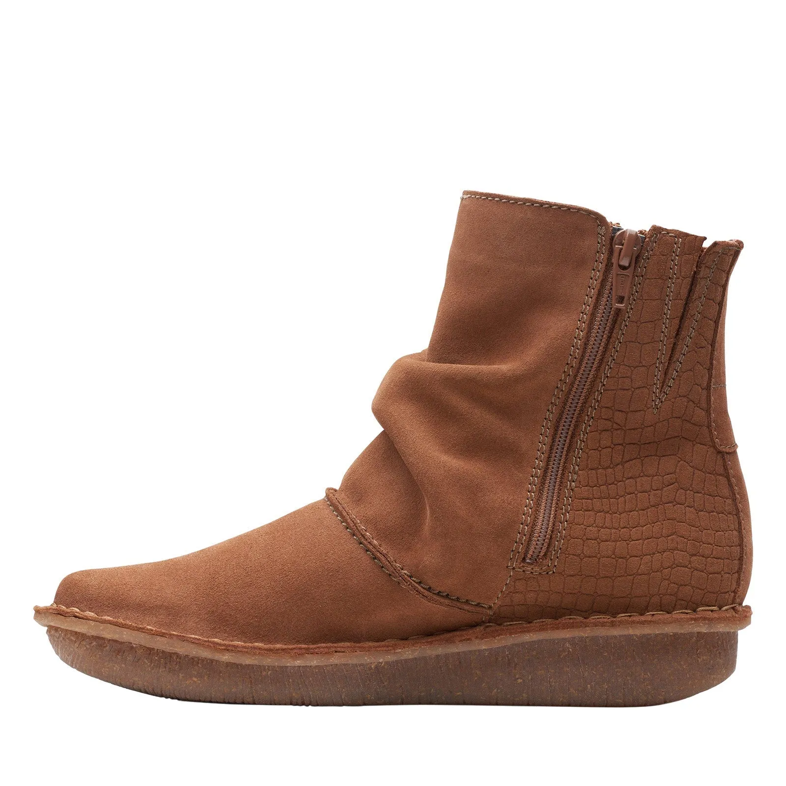 buckle Clarks Funny Oak 26168547 Womens Brown Suede Zipper Casual Dress Boots