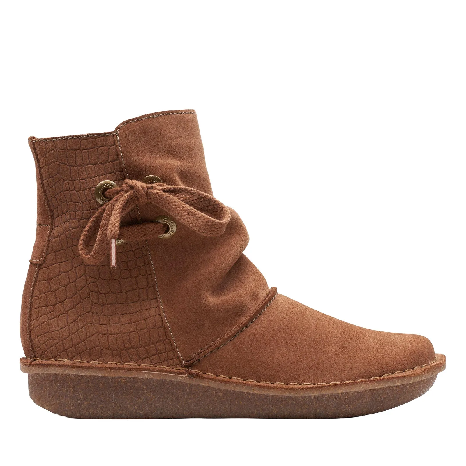 Clarks Funny Oak 26168547 Womens Brown Suede Zipper Casual Dress Boots Simple Fit