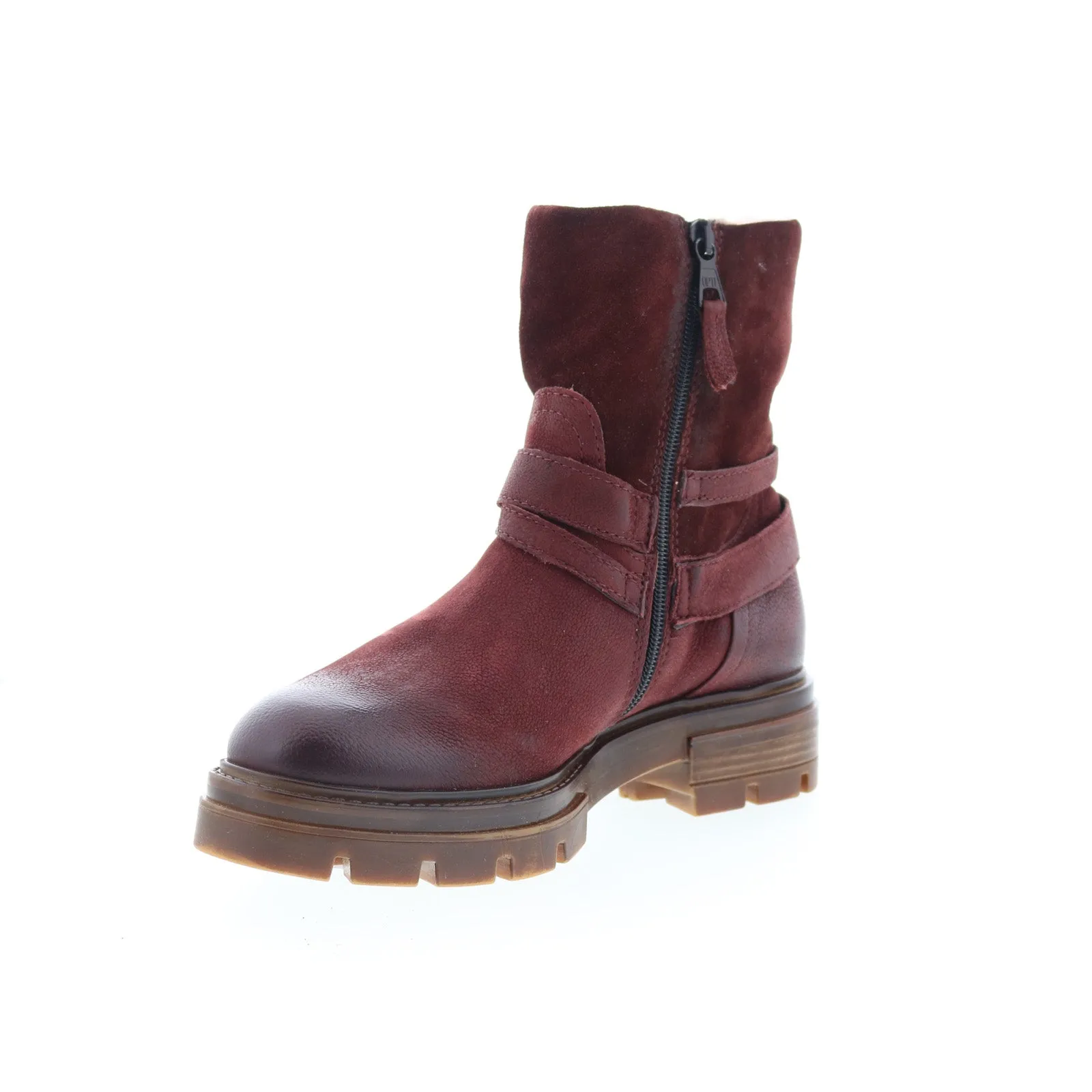 Miz Mooz Bonney Womens Burgundy Leather Zipper Casual Dress Boots Hiking Enthusiast