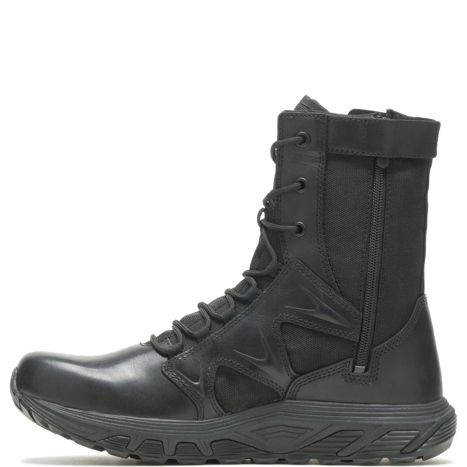 Work Function Enhanced grip Bates Rush Tall Zip E01080 Mens Black Leather Lace Up Tactical Boots