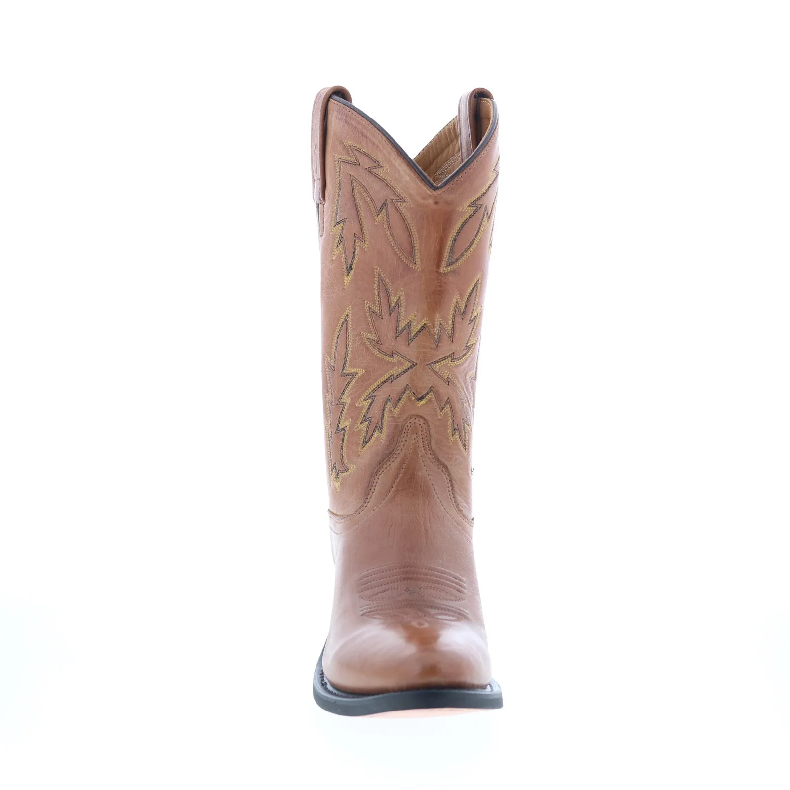 Jama Old West OW2029L Womens Brown Leather Slip On Cowboy Western Boots Impact Guard