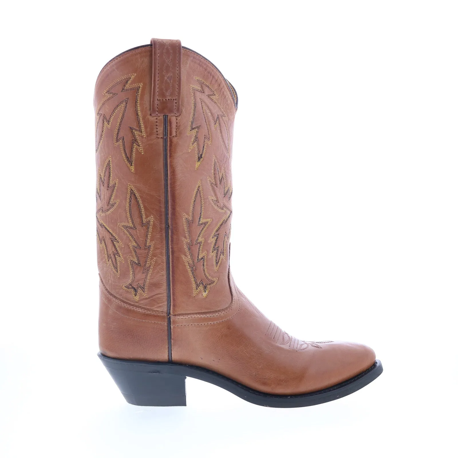 Tourist Minimal Build Jama Old West OW2029L Womens Brown Leather Slip On Cowboy Western Boots