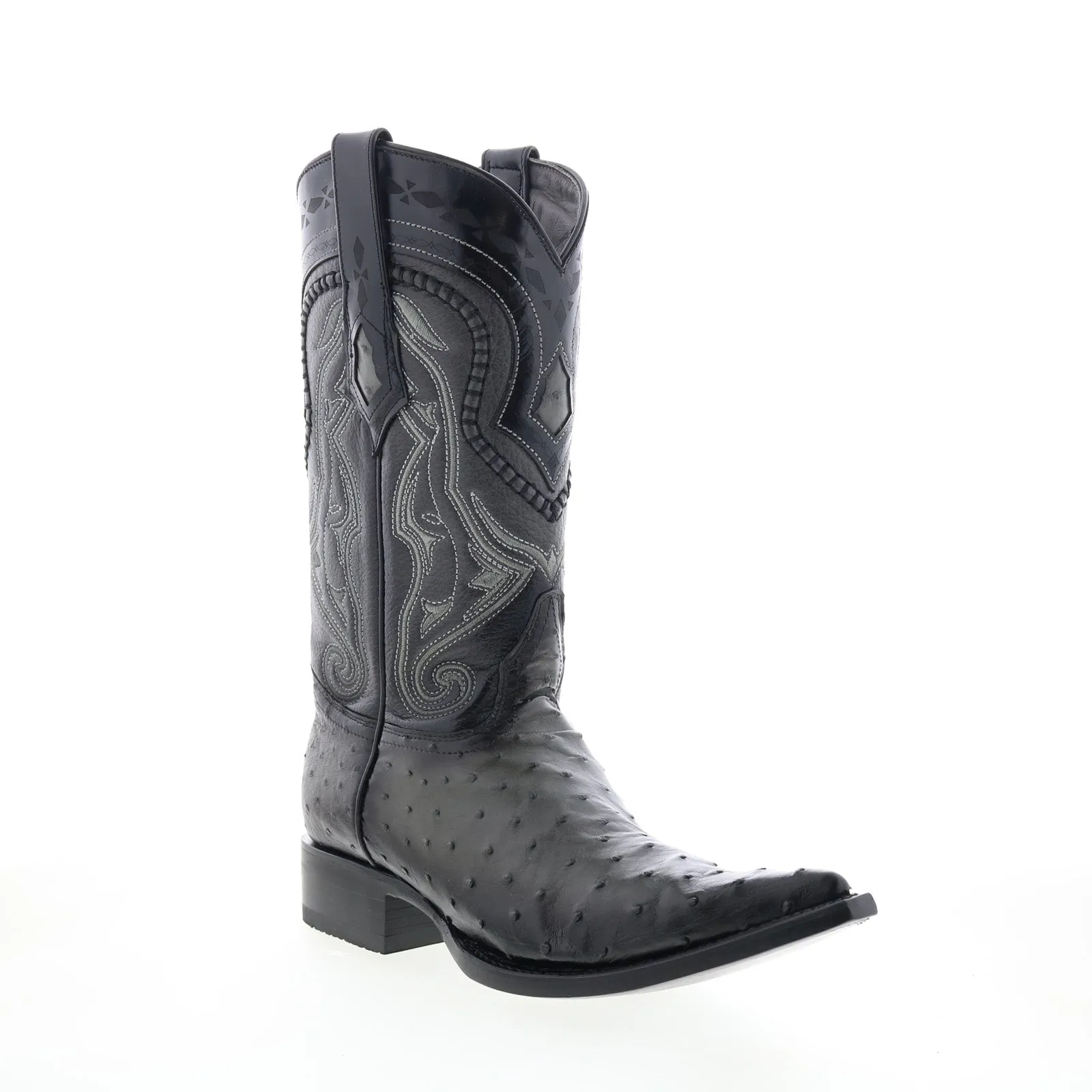 Los Altos 3X Toe Ostrich 9530338 Mens Gray Wide Leather Cowboy Western Boots Extreme Comfort Comfort Grip