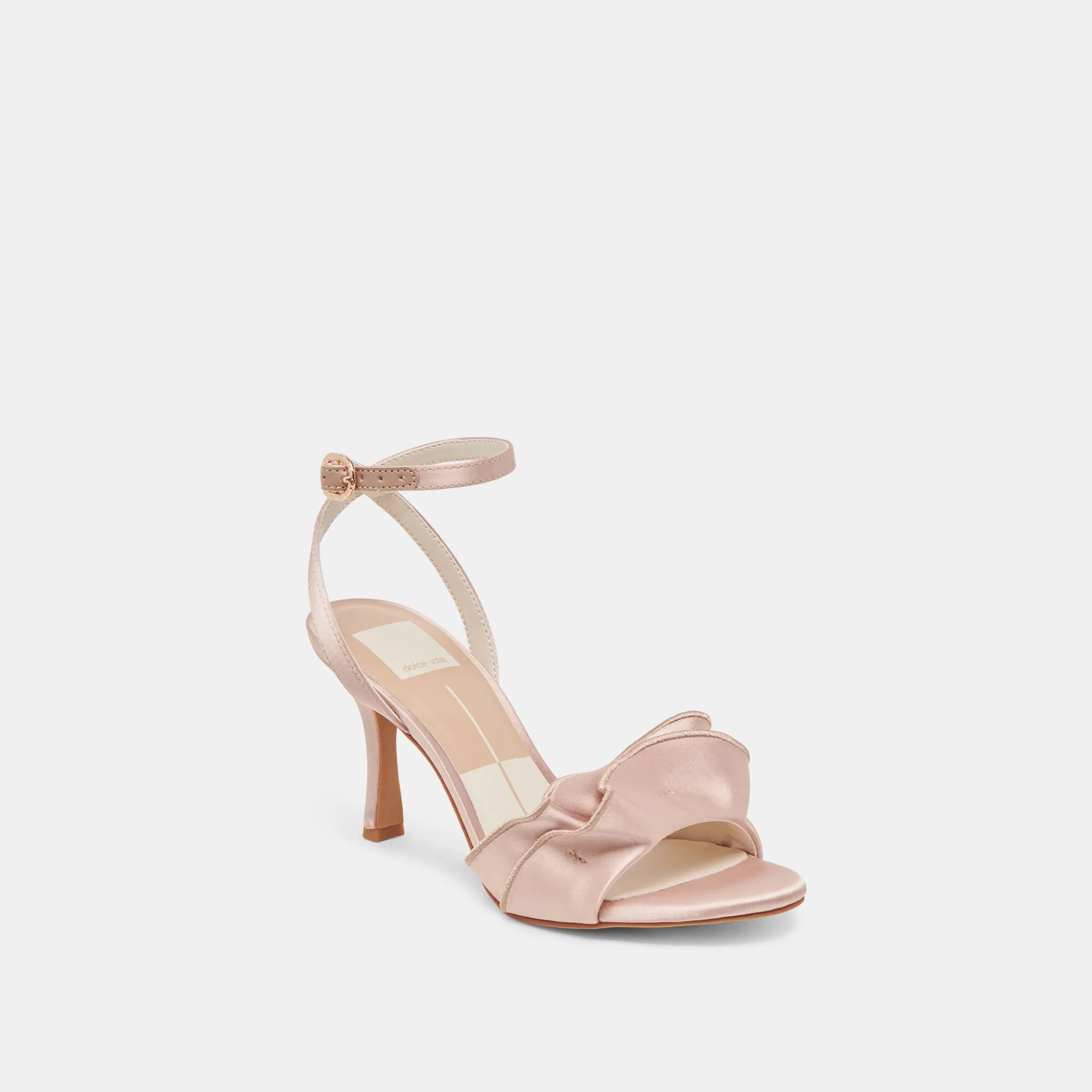 LUNETE HEELS LT BLUSH SATIN Soft Memory Foam Heels Casual Heels for Work