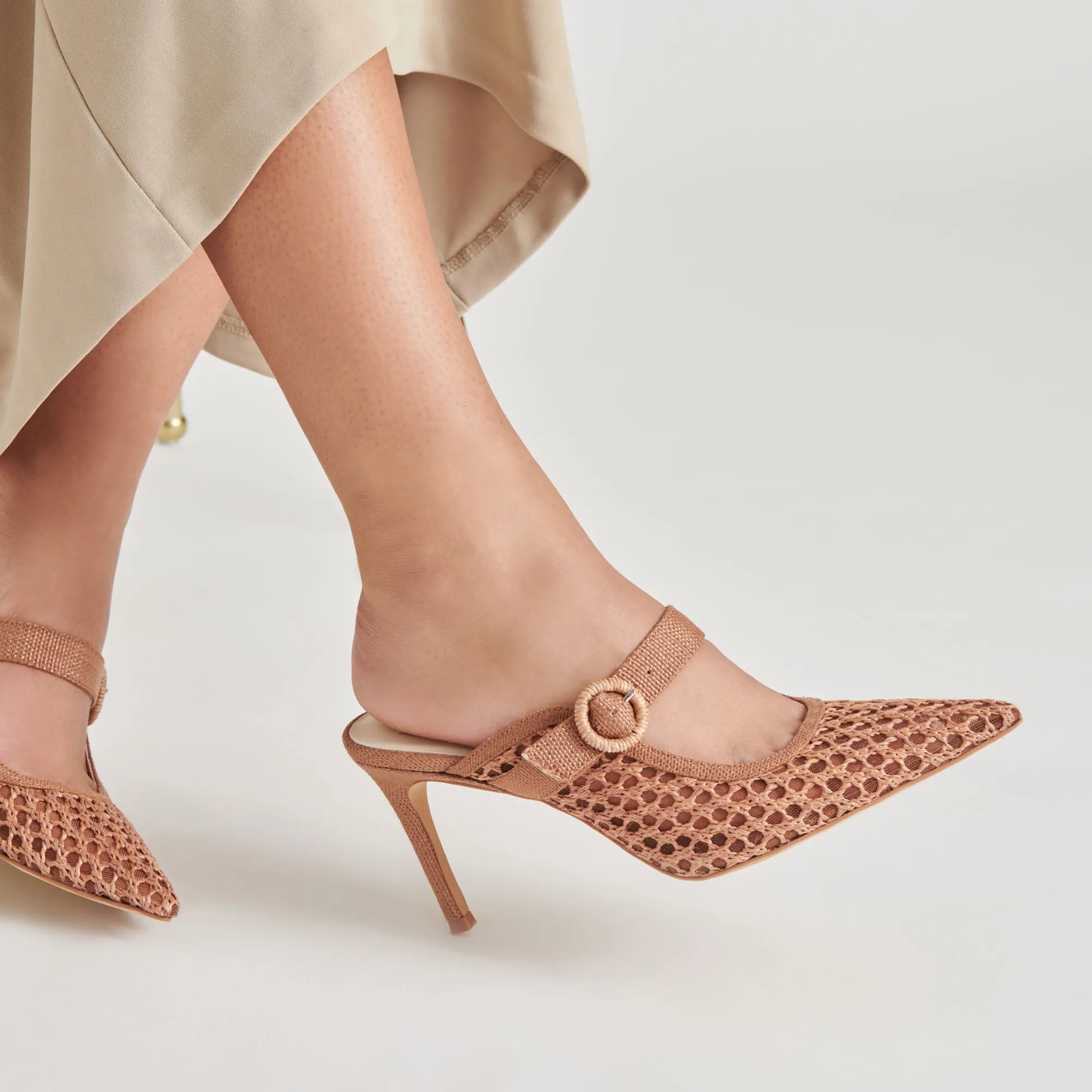 Embellished Wedding Shoes KEEKEE HEELS SADDLE WOVEN RAFFIA
