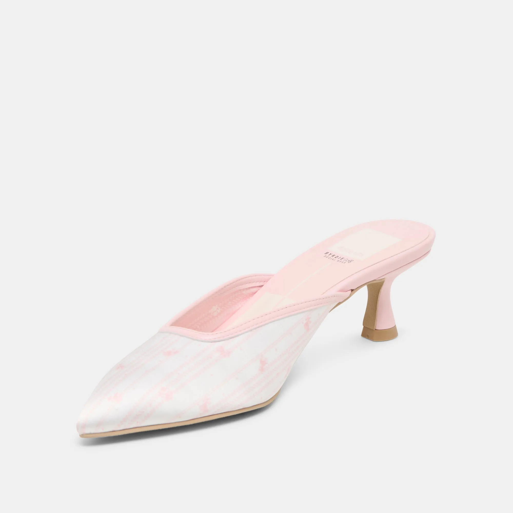 Special Occasion Heels CLEO X BYRDIE GOLF WIDE HEELS PINK FLORAL SATIN