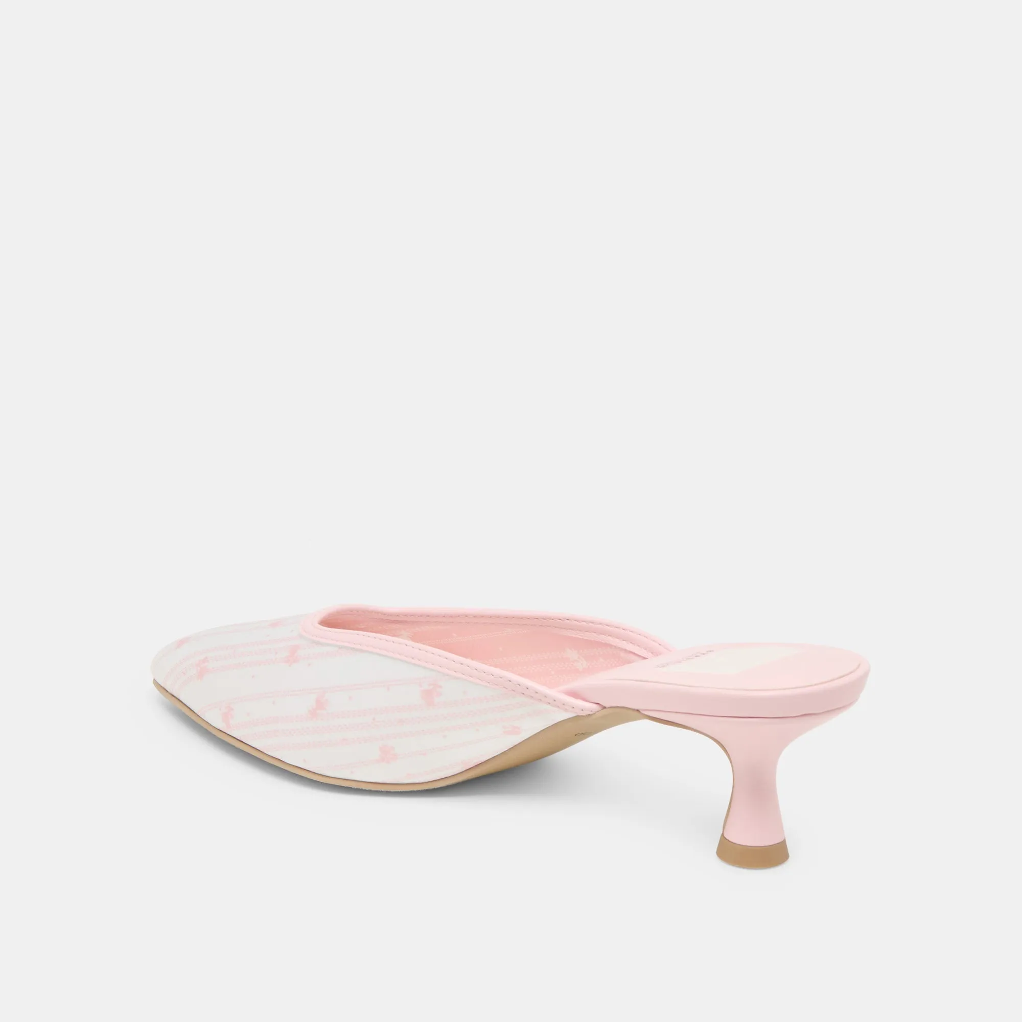 Supportive Fit CLEO X BYRDIE GOLF WIDE HEELS PINK FLORAL SATIN