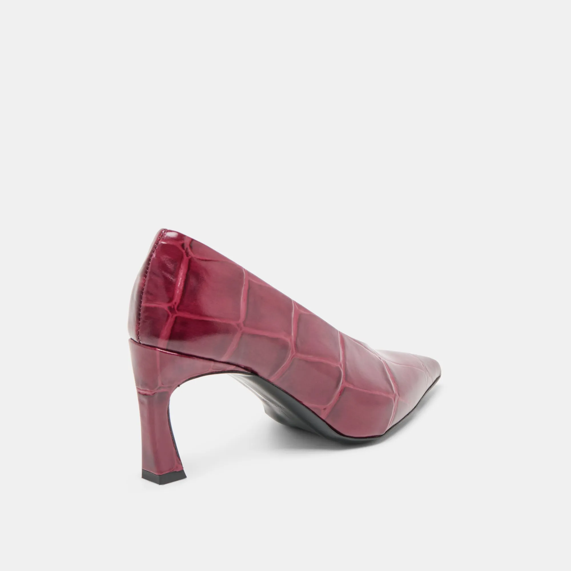 MIDGE HEELS BURGUNDY CROCO EMBOSSED LEATHER Anti Odor Feature