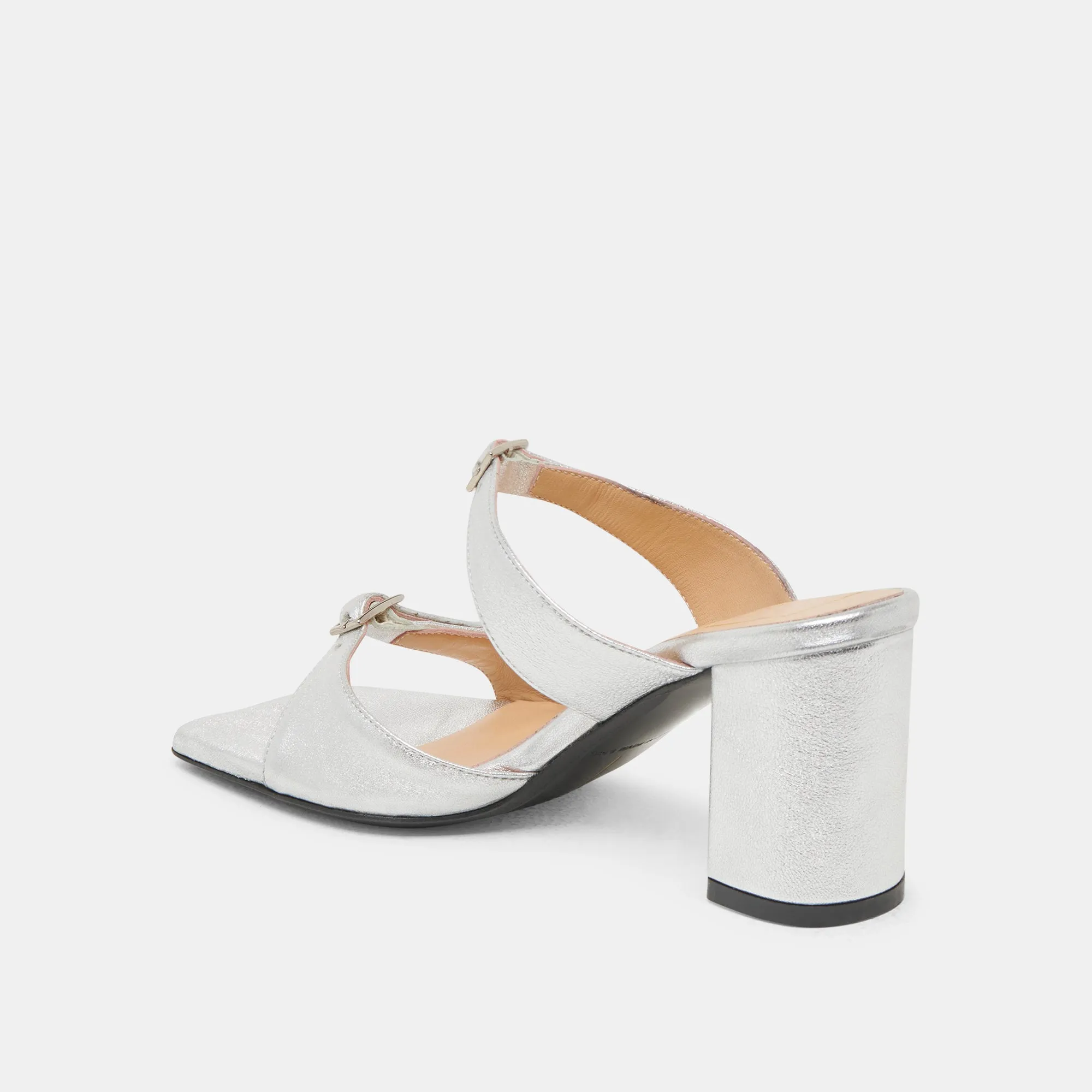 SHANE HEELS SILVER METALLIC LEATHER Anti Slip Feature