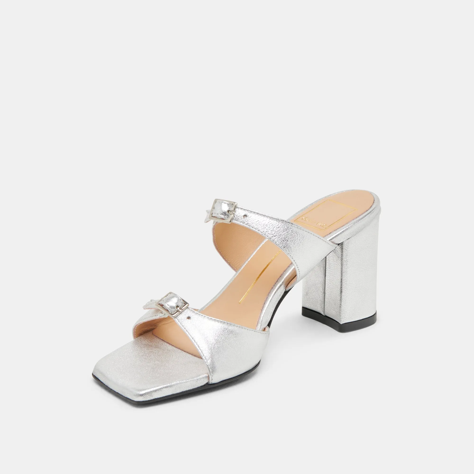 Leather Upper SHANE HEELS SILVER METALLIC LEATHER