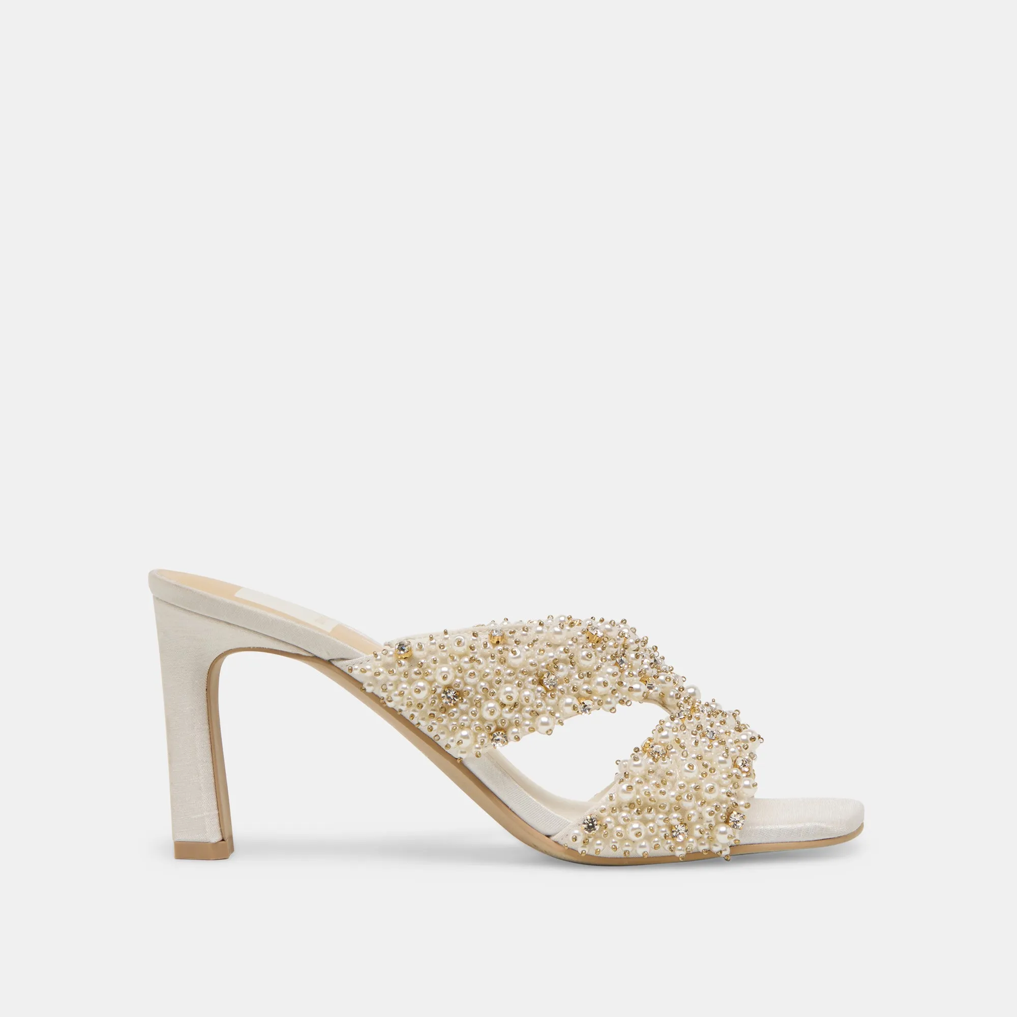 Glittery Pumps Embellished Wedding Shoes GITEL RHINESTONE HEELS IVORY RHINESTONE