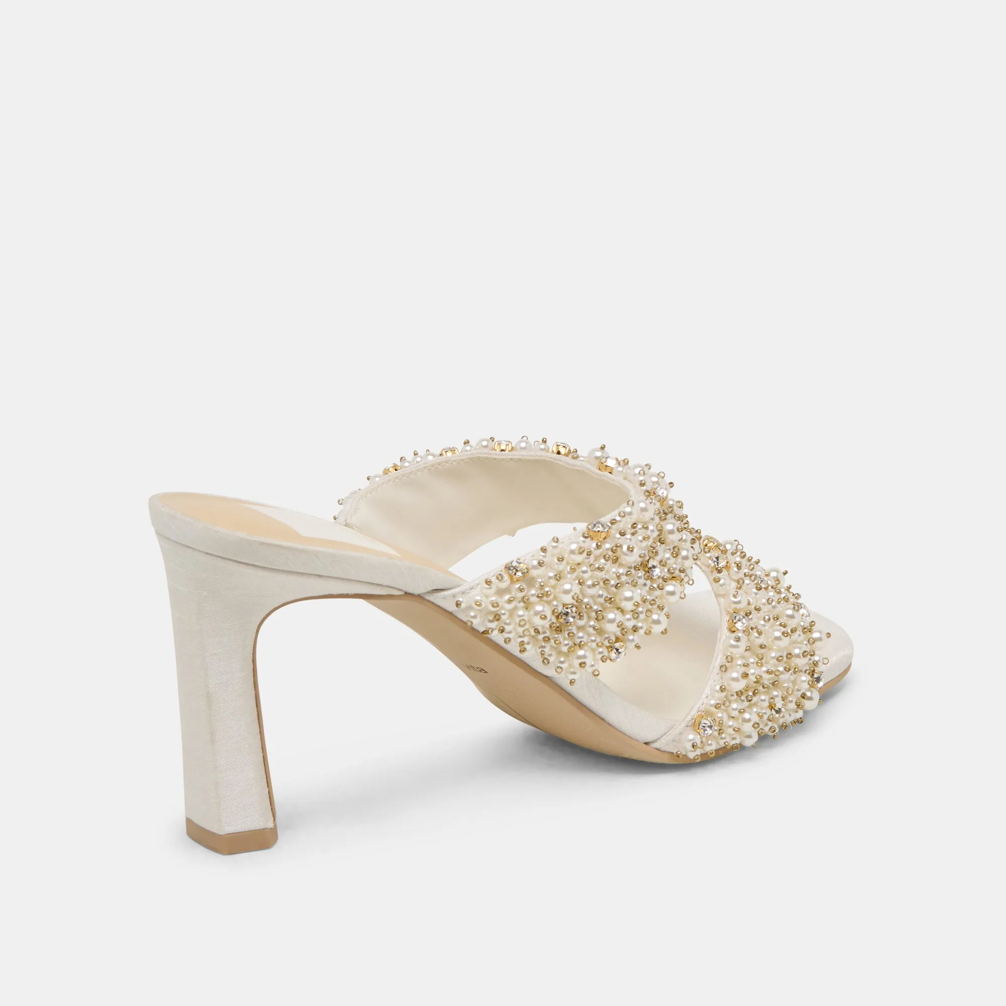 Trendy Platform Heels GITEL RHINESTONE HEELS IVORY RHINESTONE