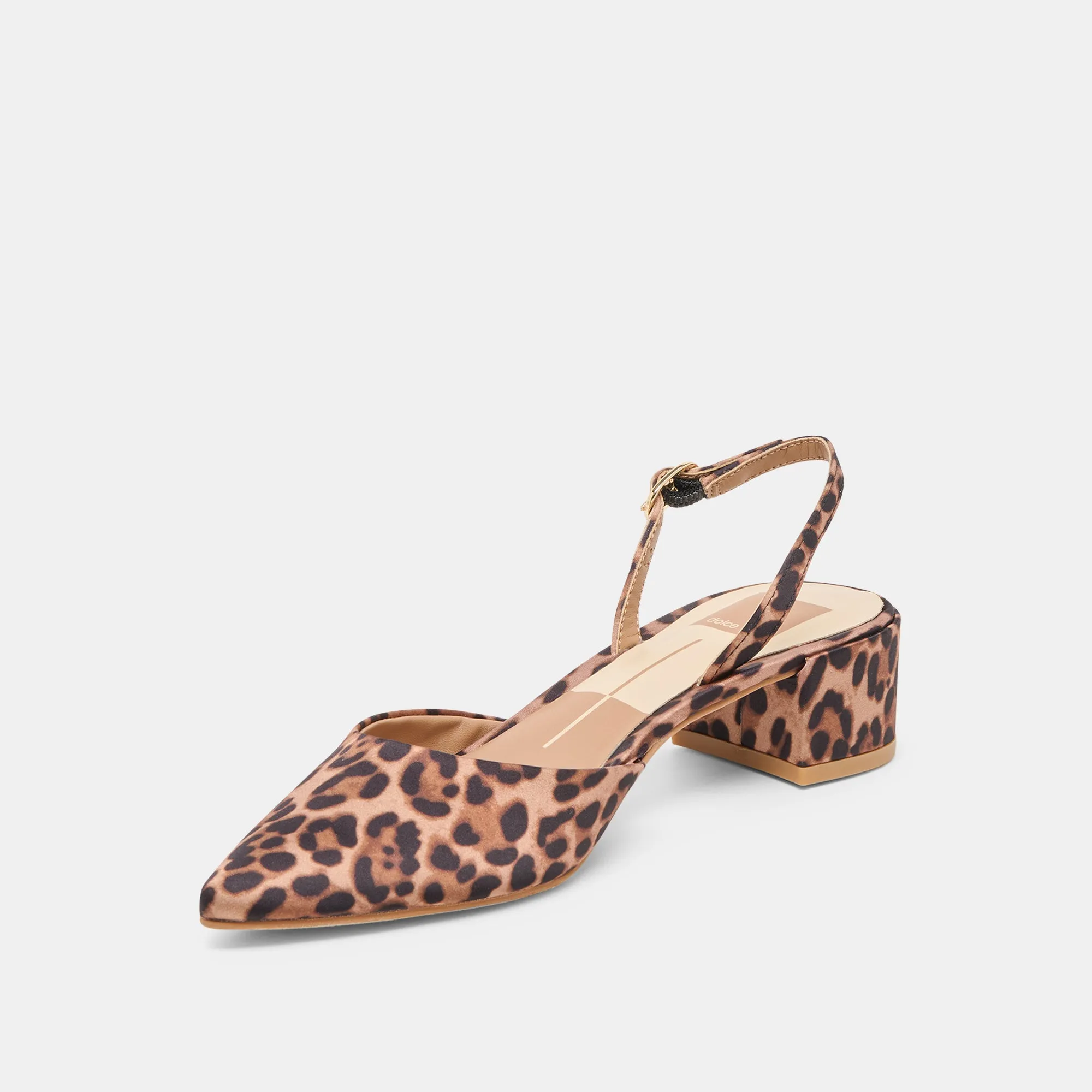 Leather Heeled Sandals Bridal Flats and Heels CAREL HEELS DK LEOPARD SATIN