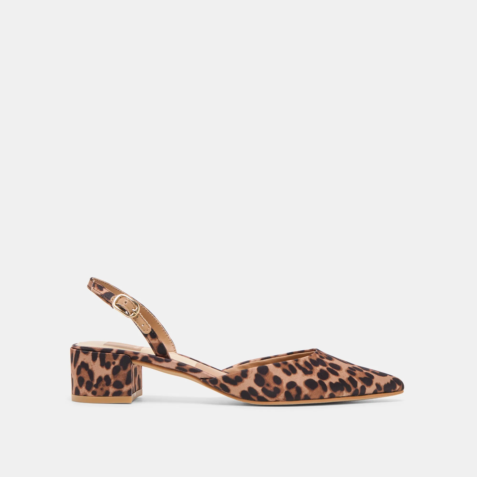 CAREL HEELS DK LEOPARD SATIN Open Toe Pumps Pink Stiletto Heels