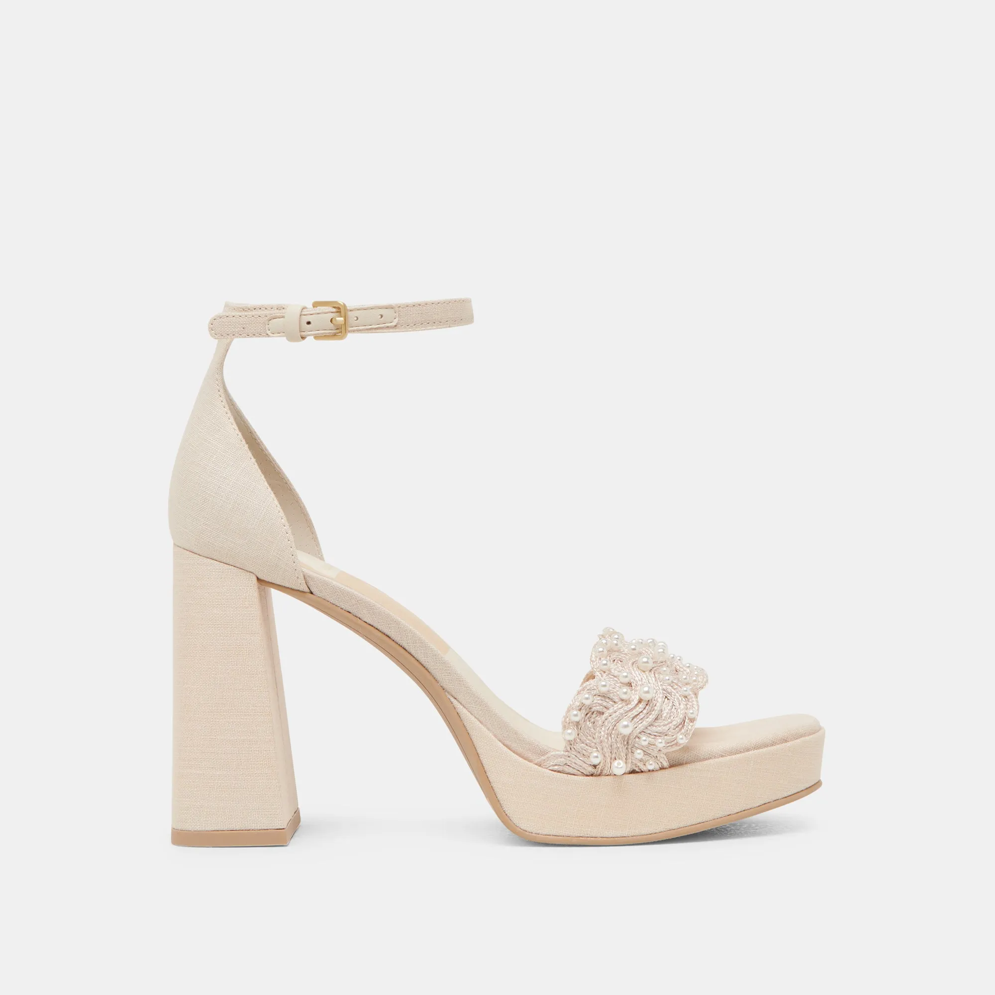 Easy Slip On Breathable Design PELTIN PEARL HEELS VANILLA WOVEN RAFFIA