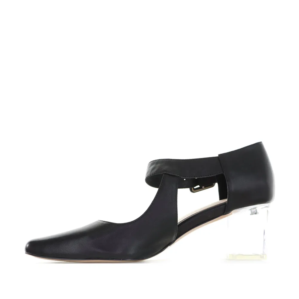 DJANGO & JULIETTE HAPPIE BLACK/CLEAR HEEL Trendy Footwear For Travel